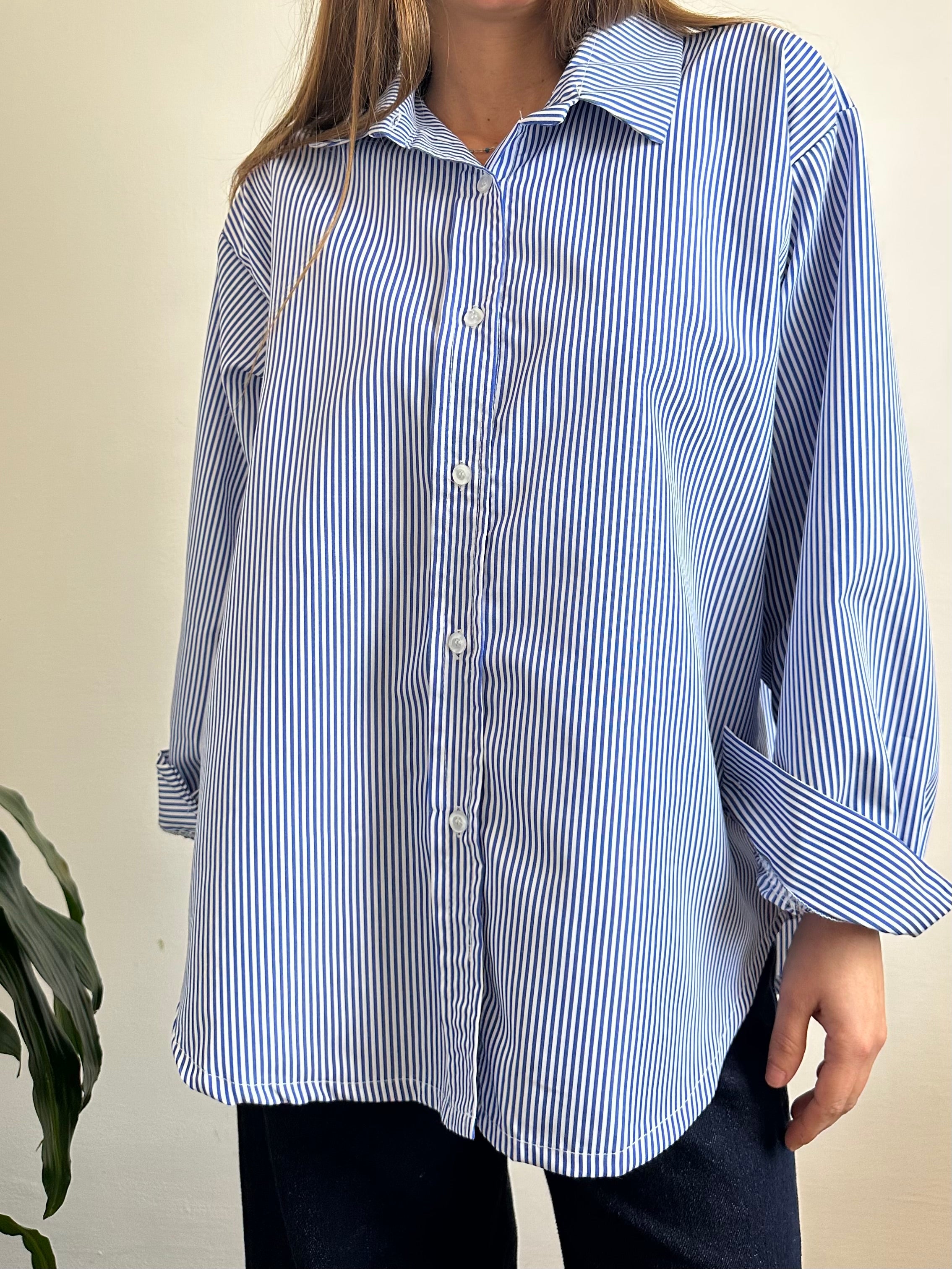 CAMICIA RIGHE BLU “No vabbè “