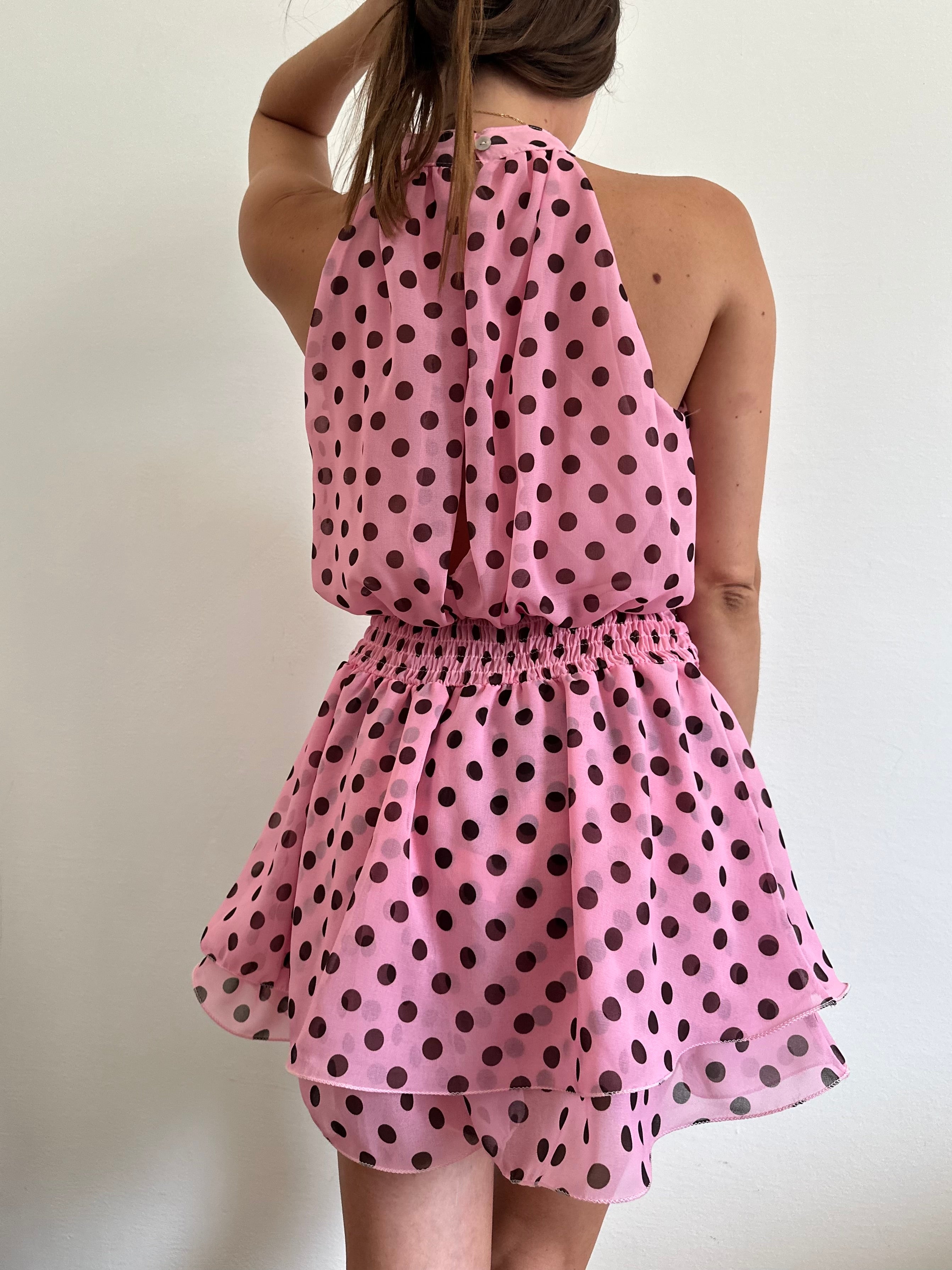 ABITO Pois SCOLLO ALL’AMERICANA rosa-marrone