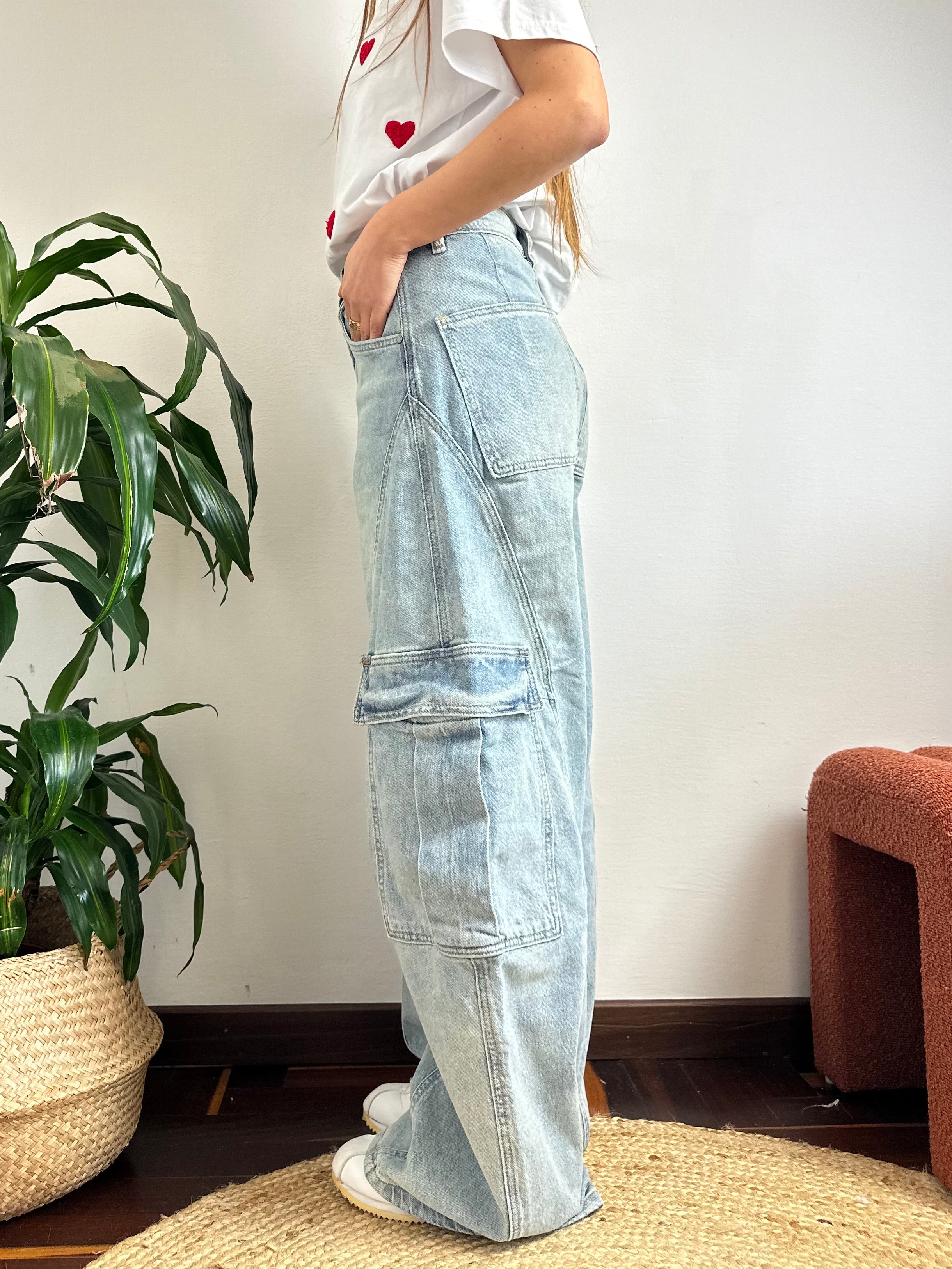 JEANS BARREL CARGO lavaggio light