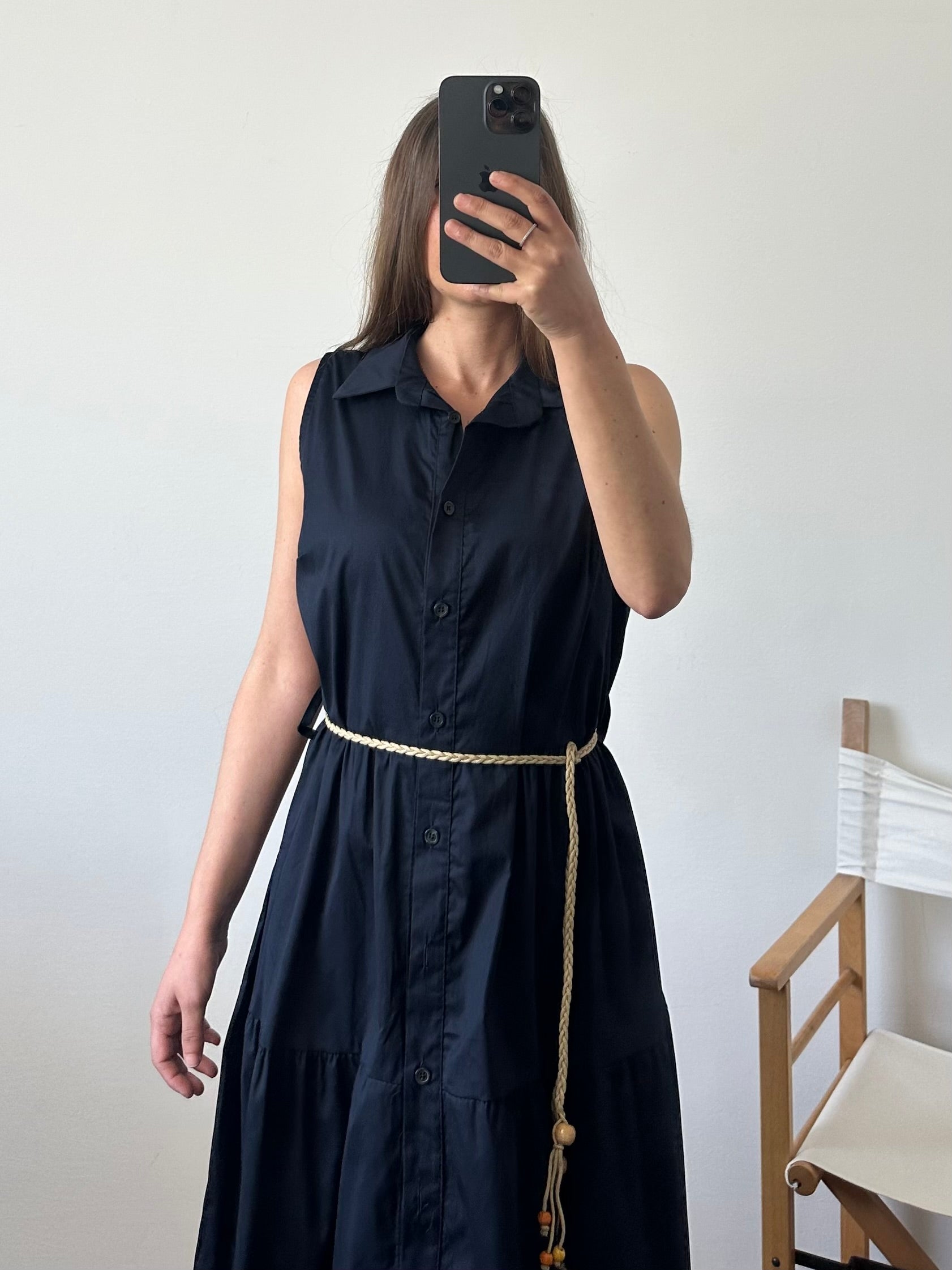 ABITO SMANICATO in cotone blu