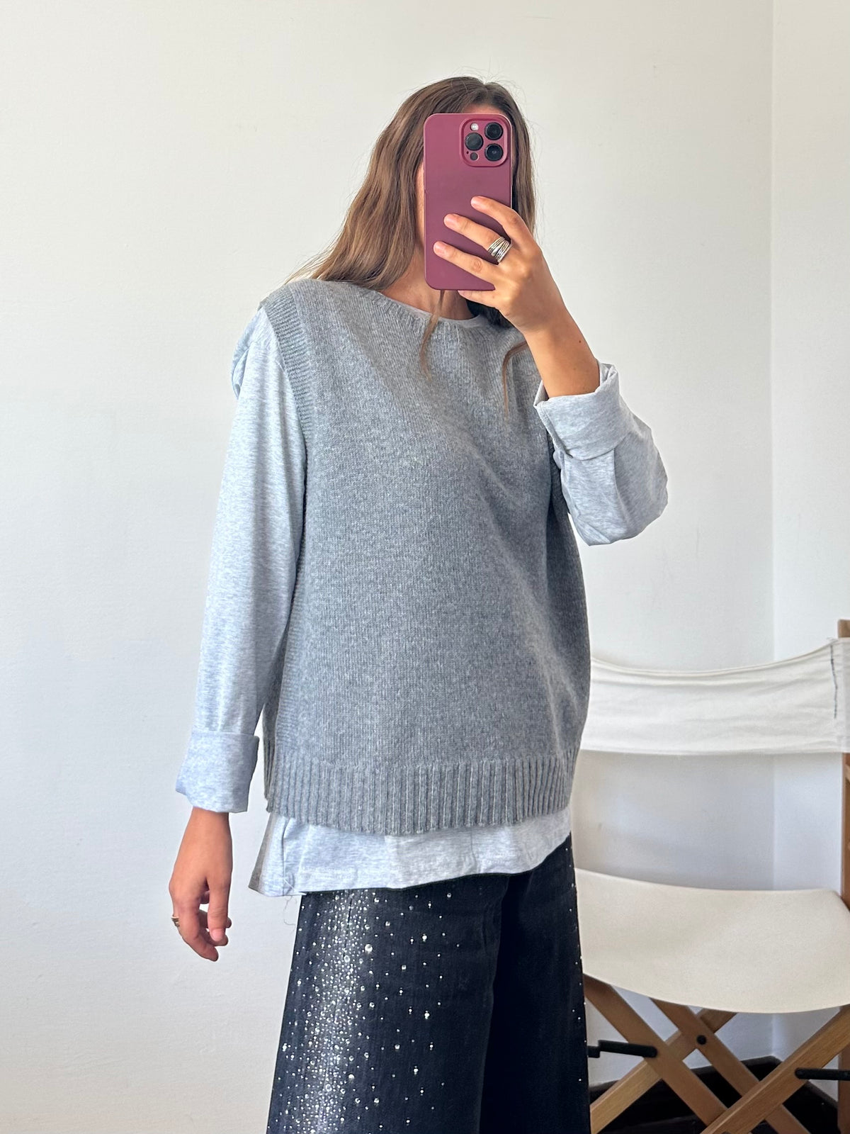 Gilet in misto cashmere GRIGIO