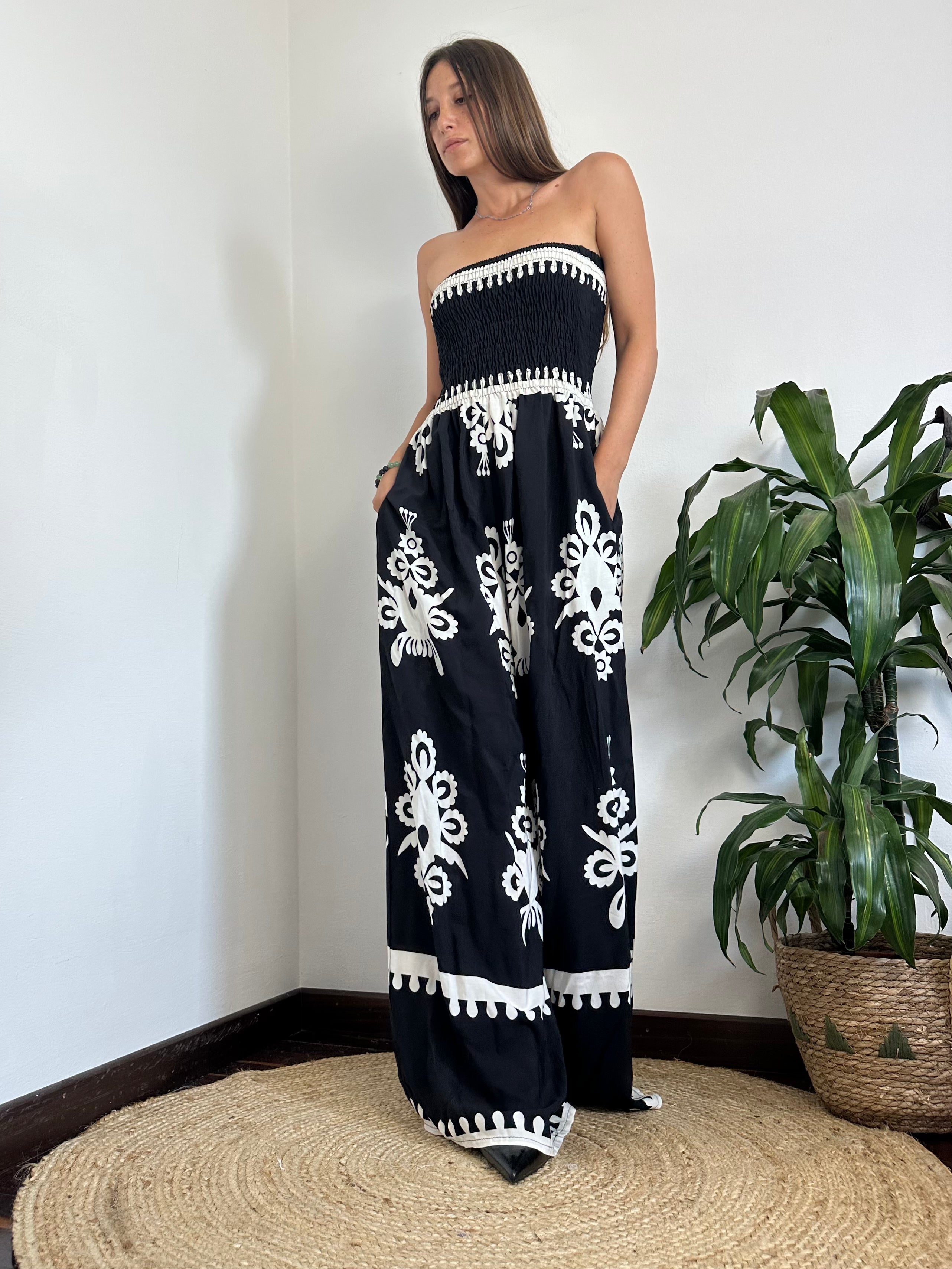 JUMPSUIT 100% VISCOSA STAMPA ETNICA