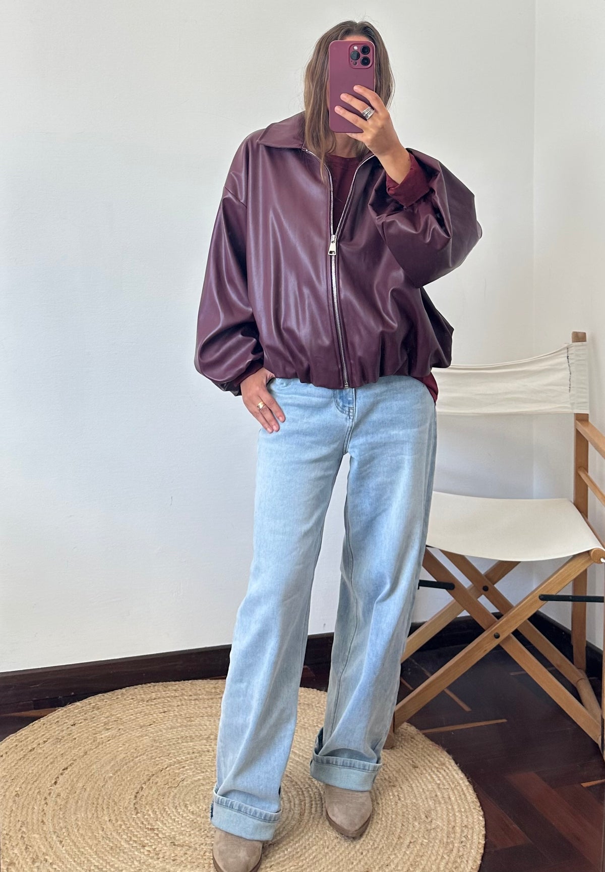 Bomber SIMIL PELLE BORGOGNA