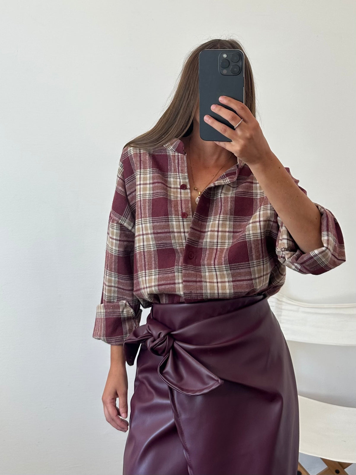CAMICIA TARTAN COREANA BORGOGNA