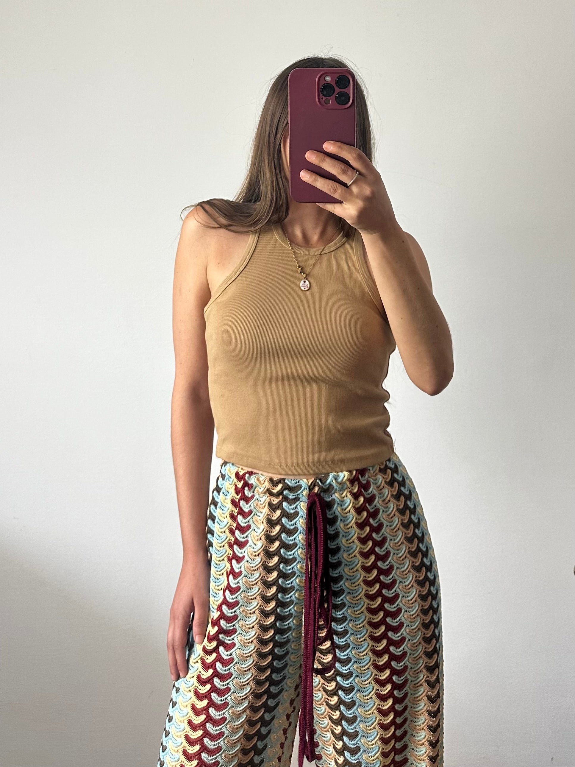 Top in cotone cammello