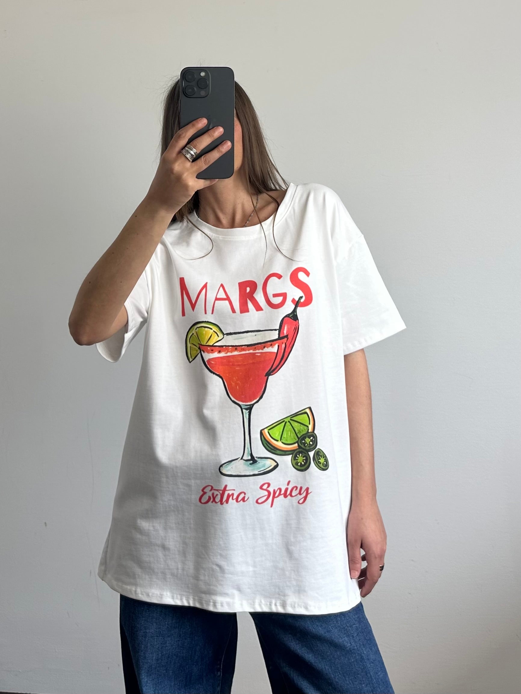 T-shirt 100% cotone over “ margs extra spicy “