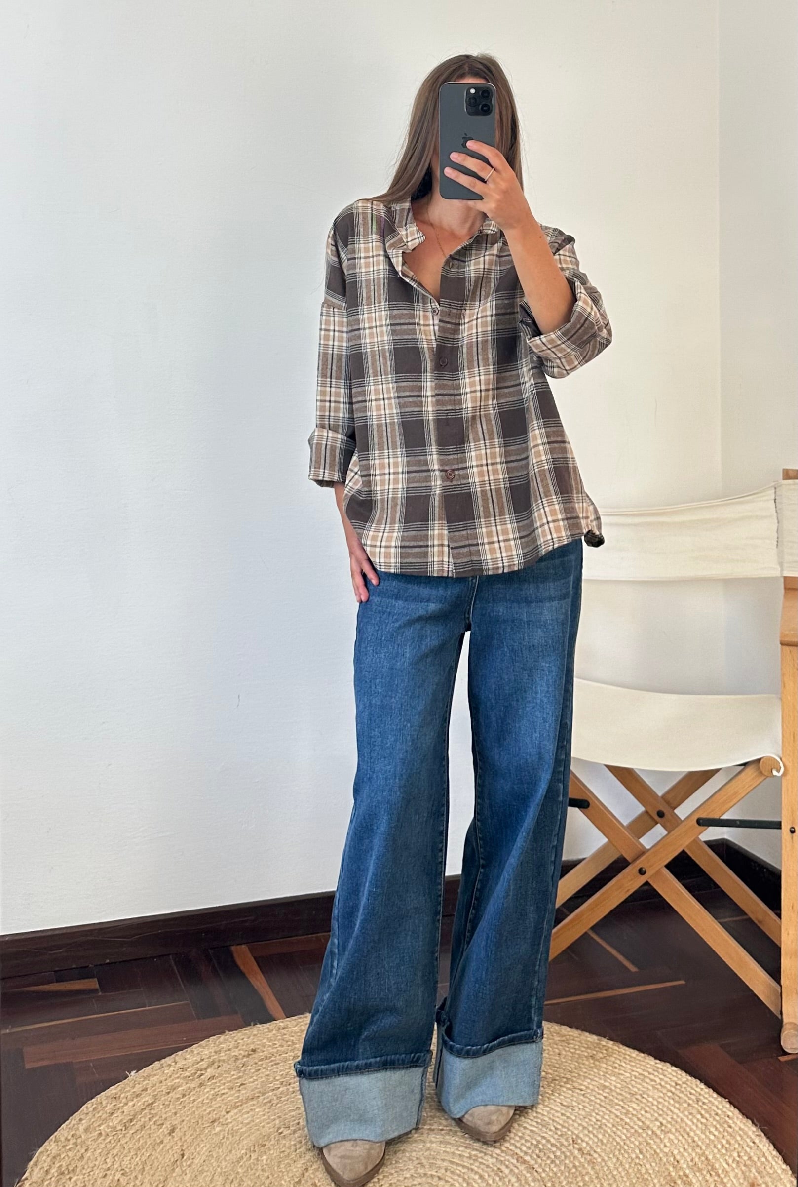 CAMICIA TARTAN COREANA BEIGE