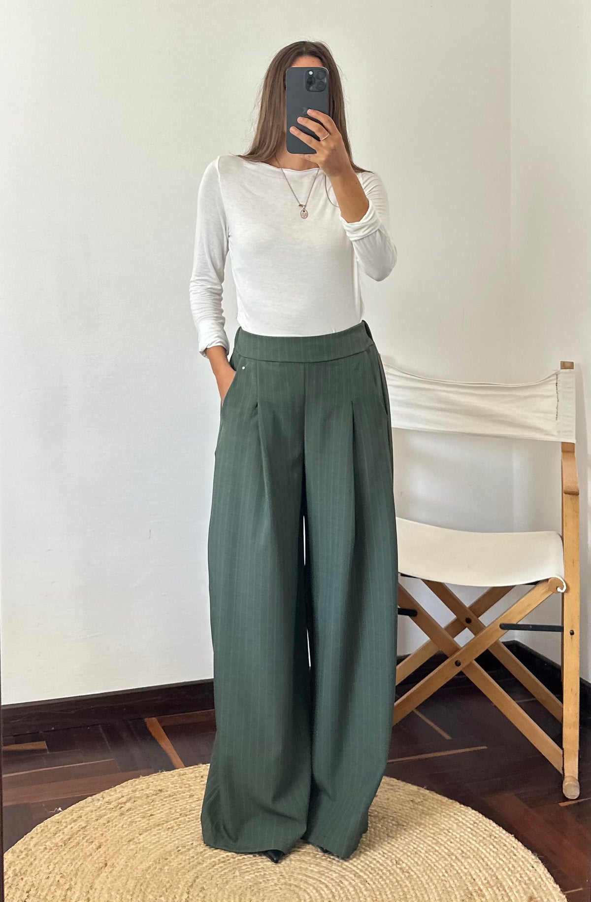 COORDINATO GESSATO con PINCE VERDE
