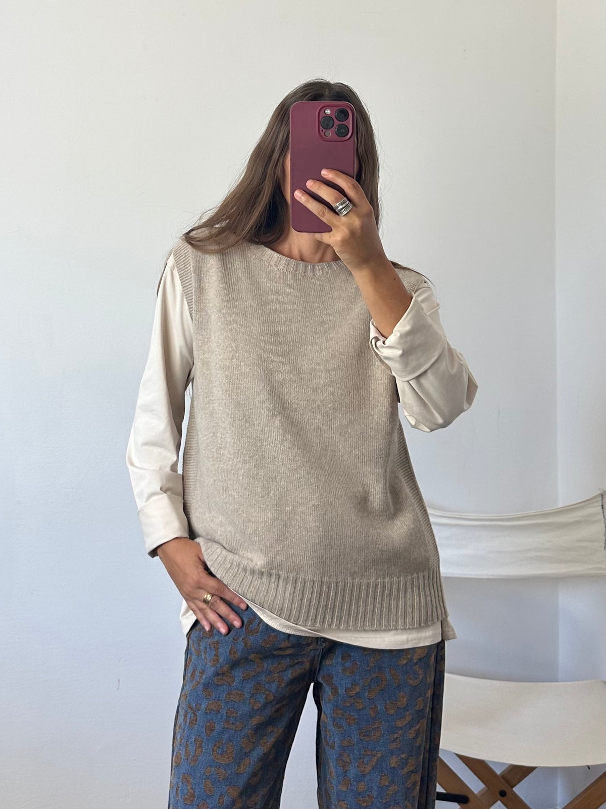Gilet in misto cashmere BEIGE