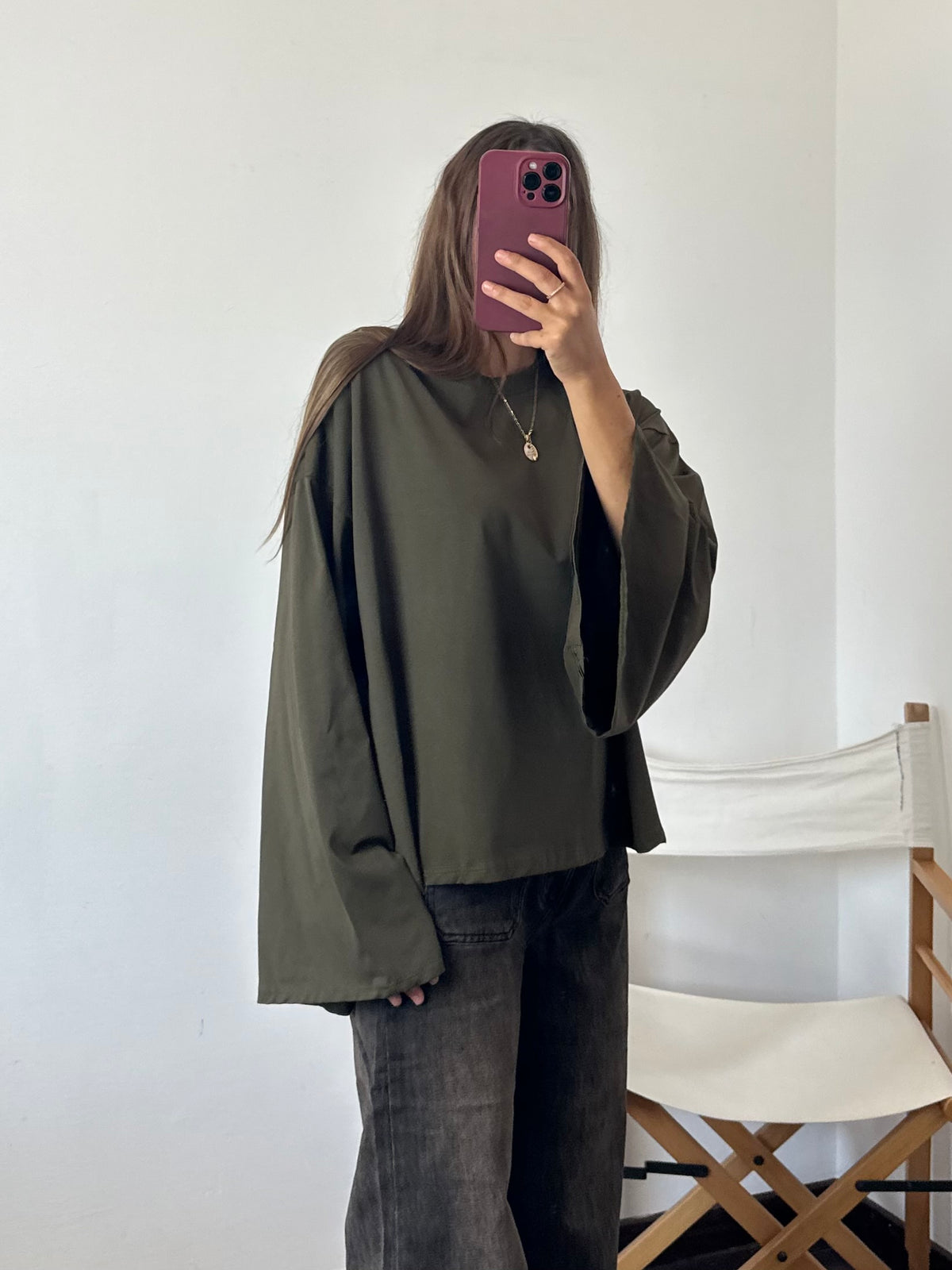 MAGLIA COTONE manica larga VERDE OLIVA