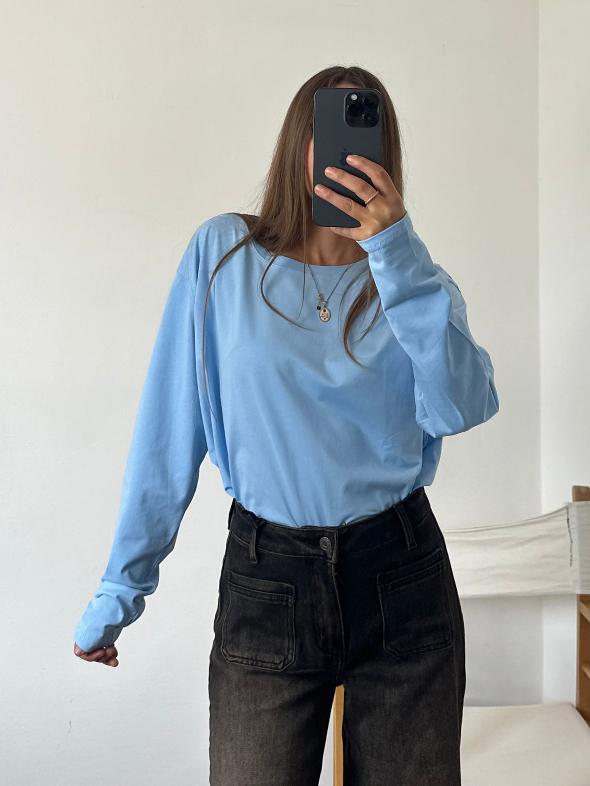 MAGLIA in COTONE AZZURRA