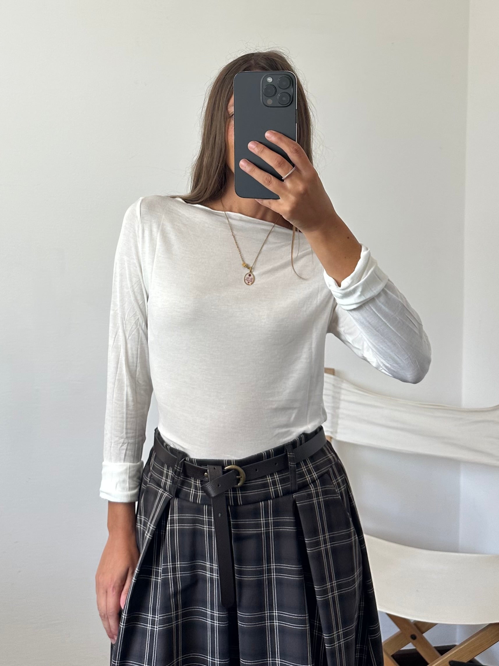 GONNA MIDI TARTAN MARRONE