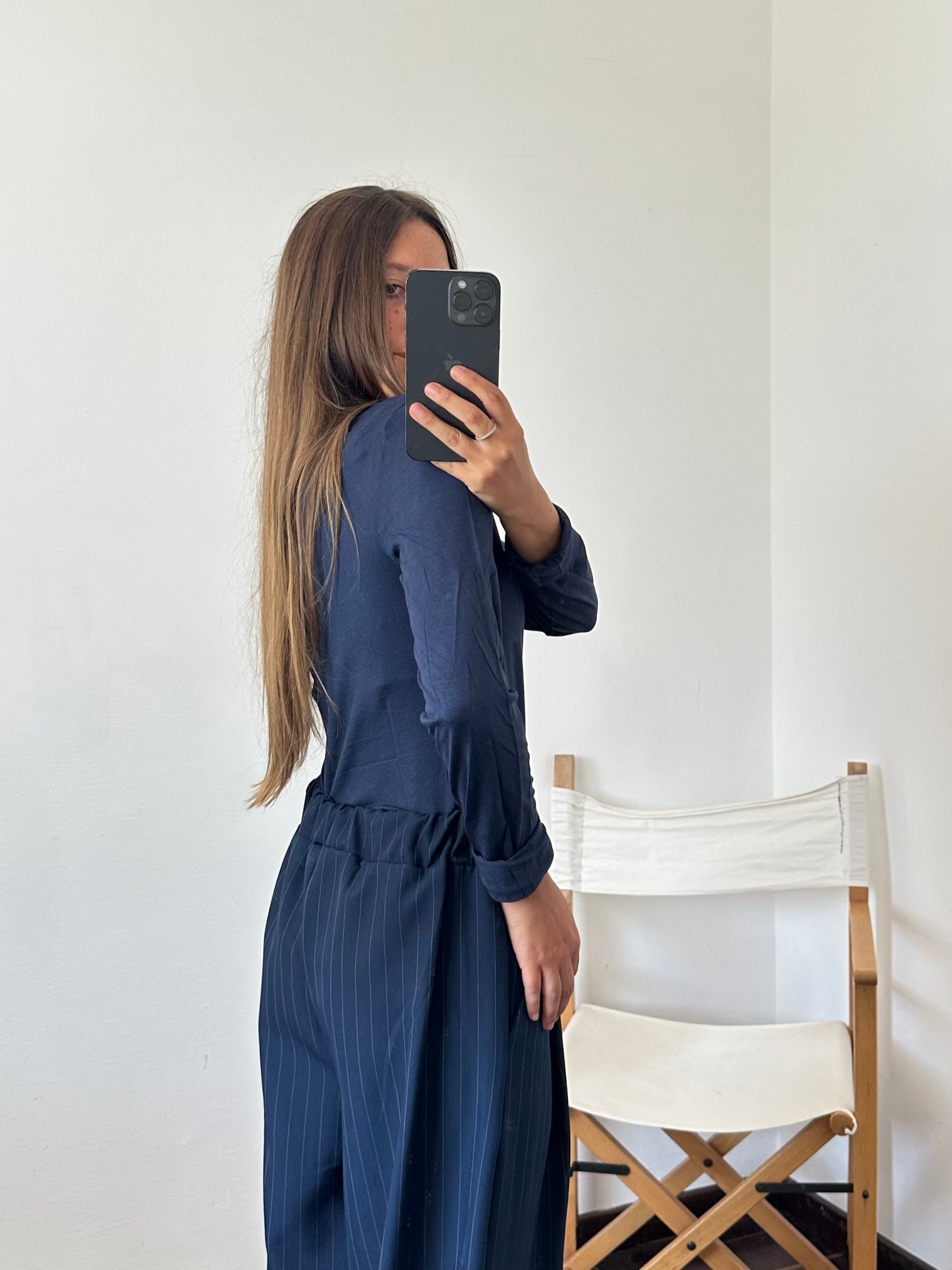 COORDINATO GESSATO con PINCE BLU NOTTE