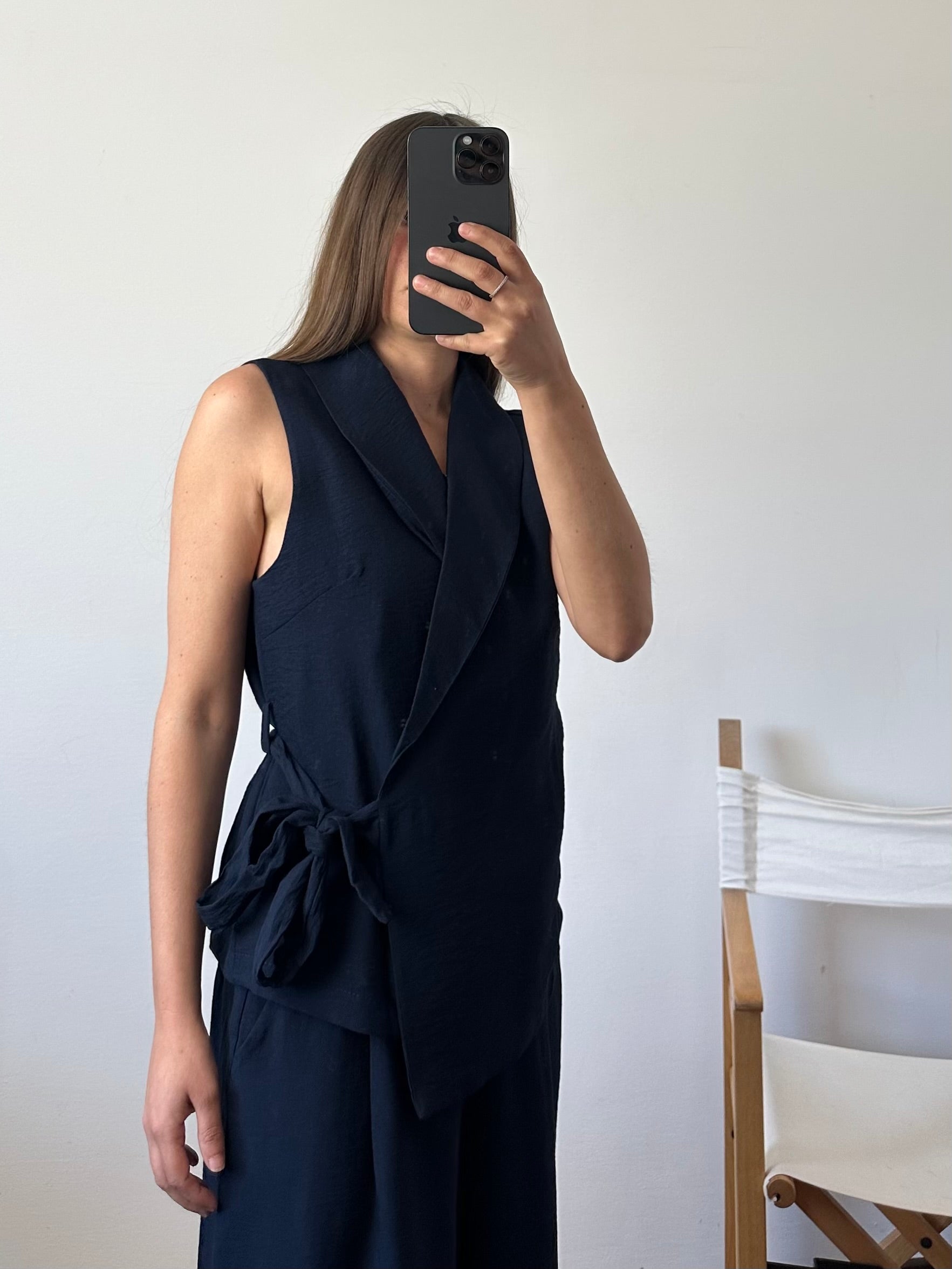 COORDINATO SMANICATO a incrocio BLU