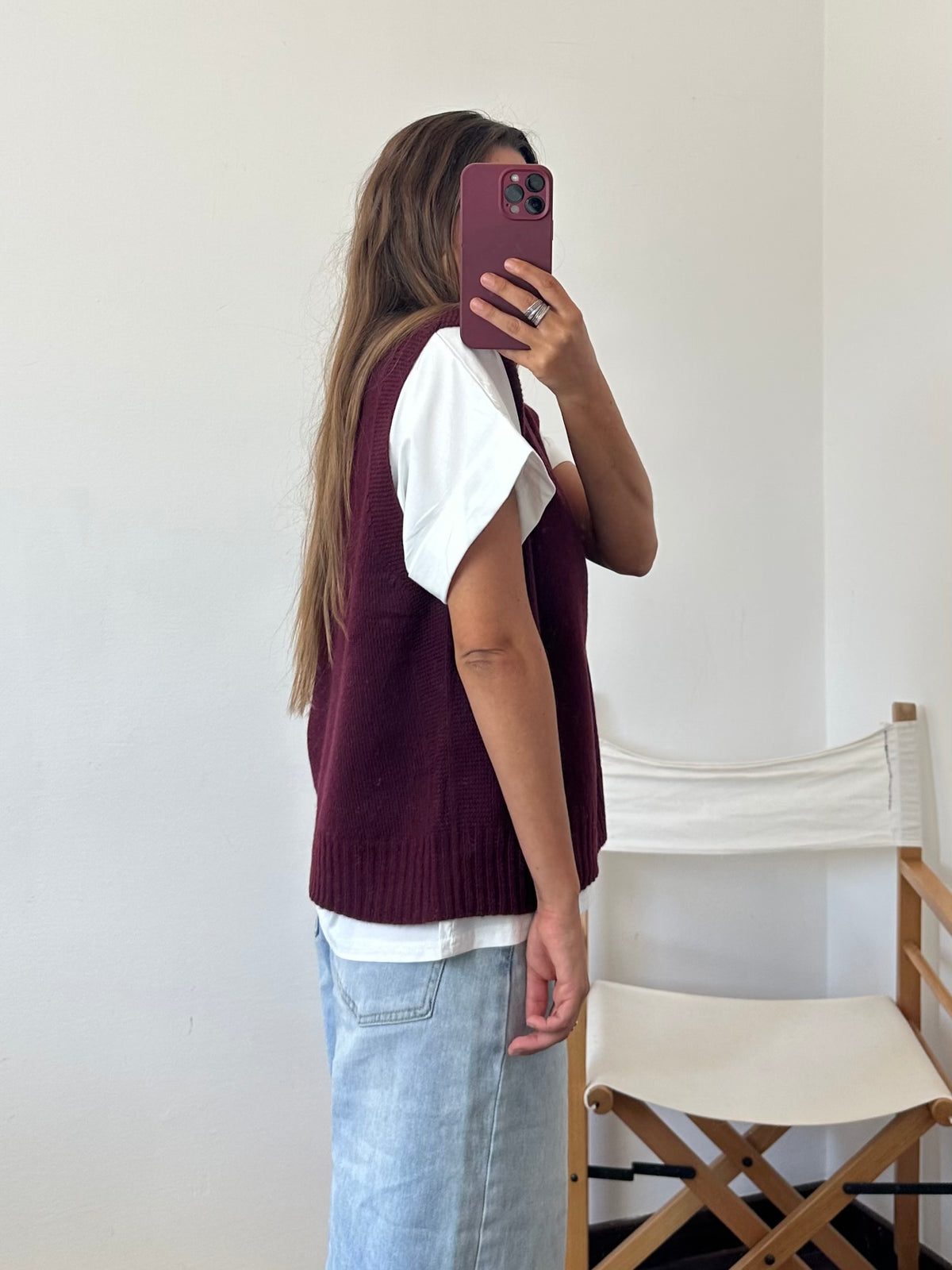 Gilet in misto cashmere BORDEAUX
