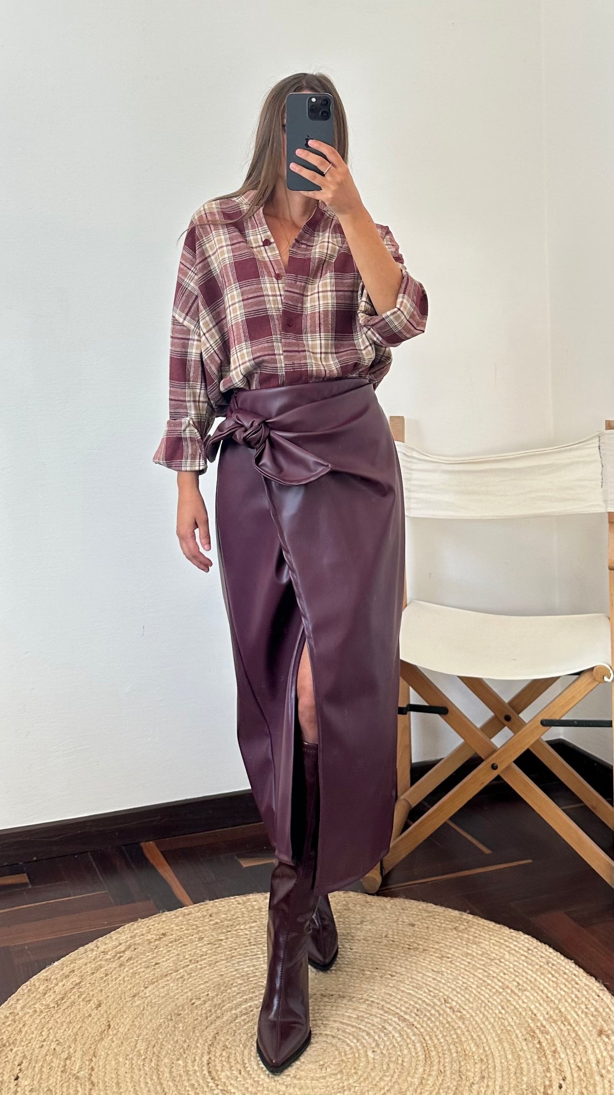 CAMICIA TARTAN COREANA BORGOGNA