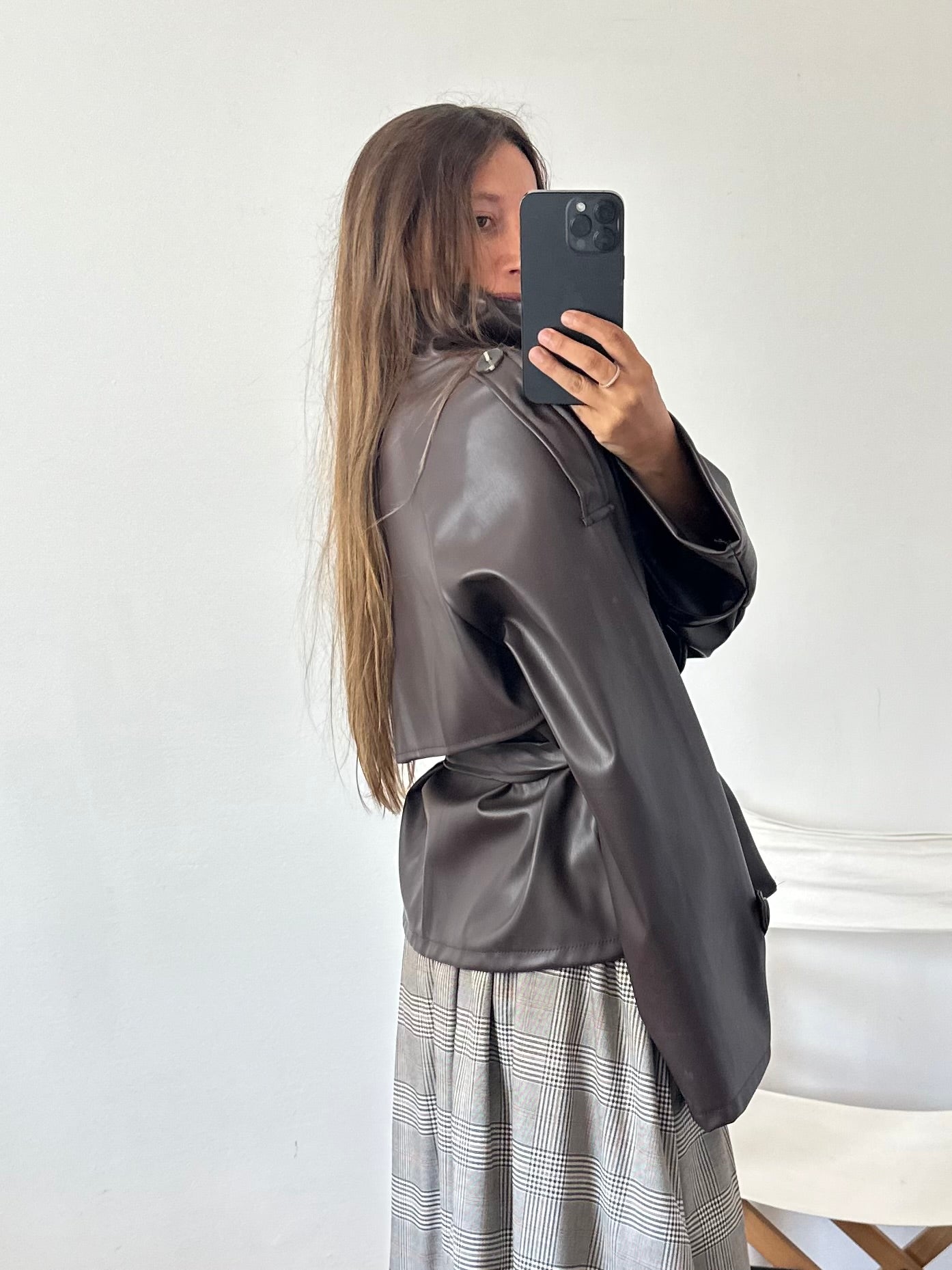 TRENCH in ecopelle CIOCCOLATO