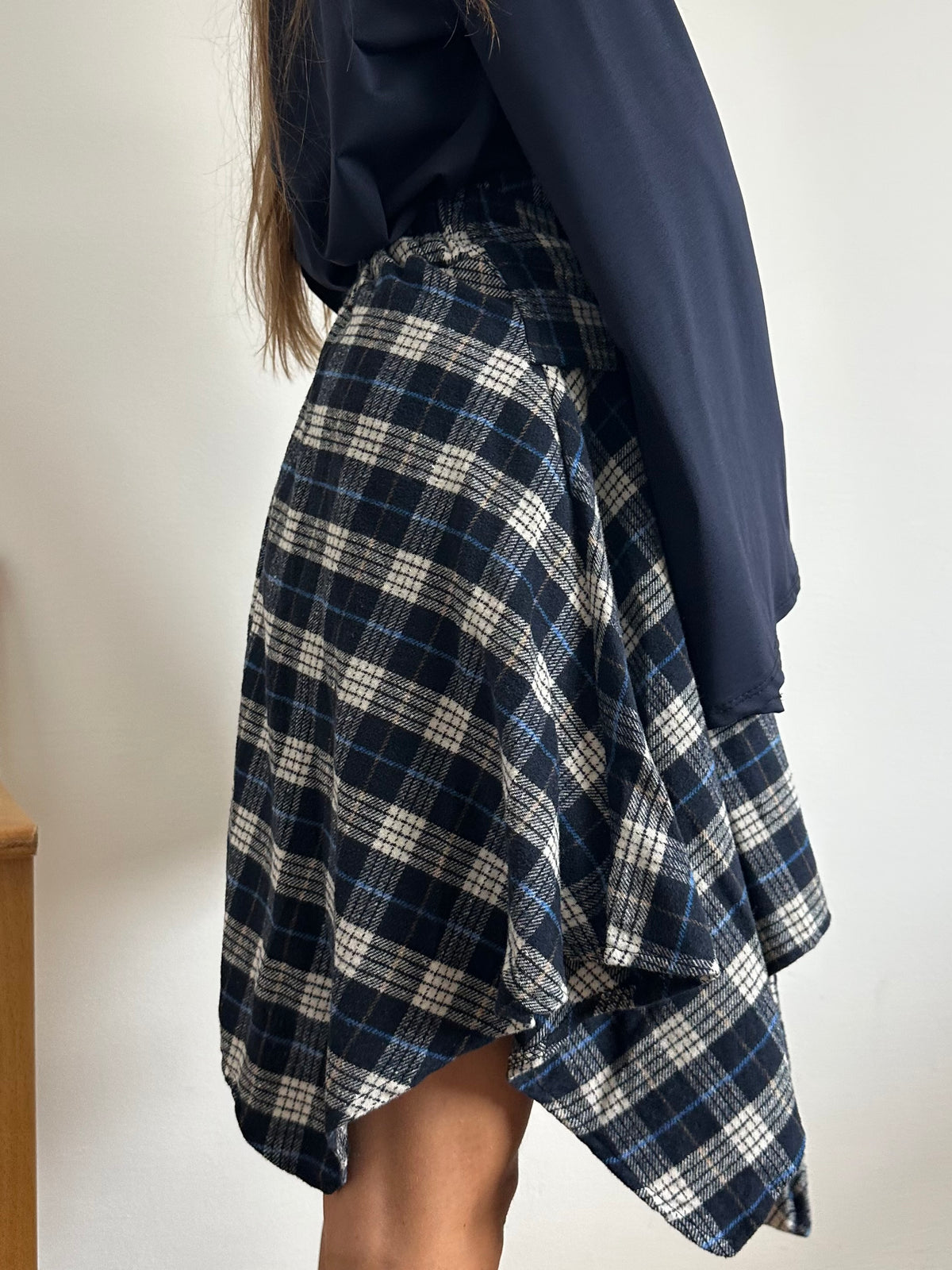 GONNA CAMICIA in cotone TARTAN BLU