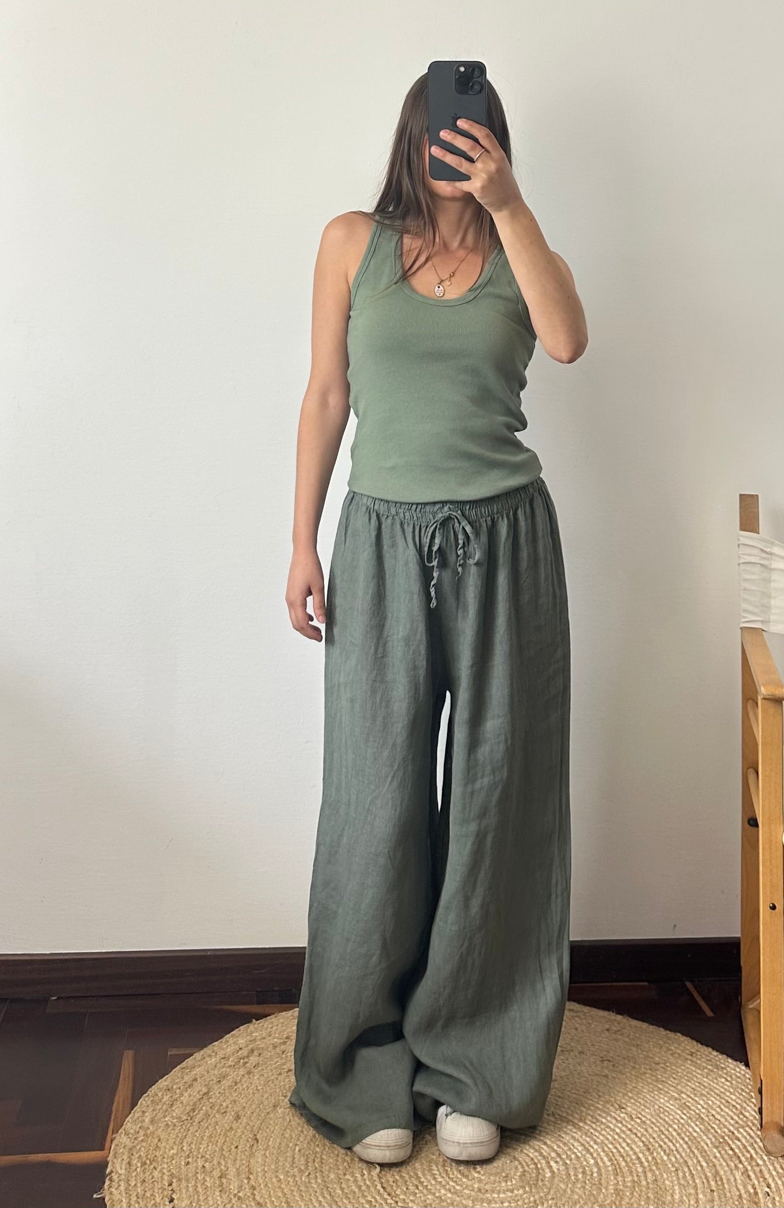 CANOTTA in cotone verde militare