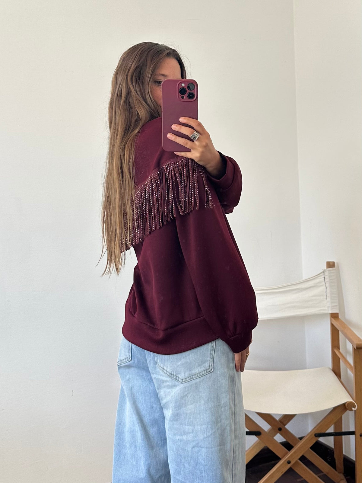 FELPA FRANGE BORDEAUX