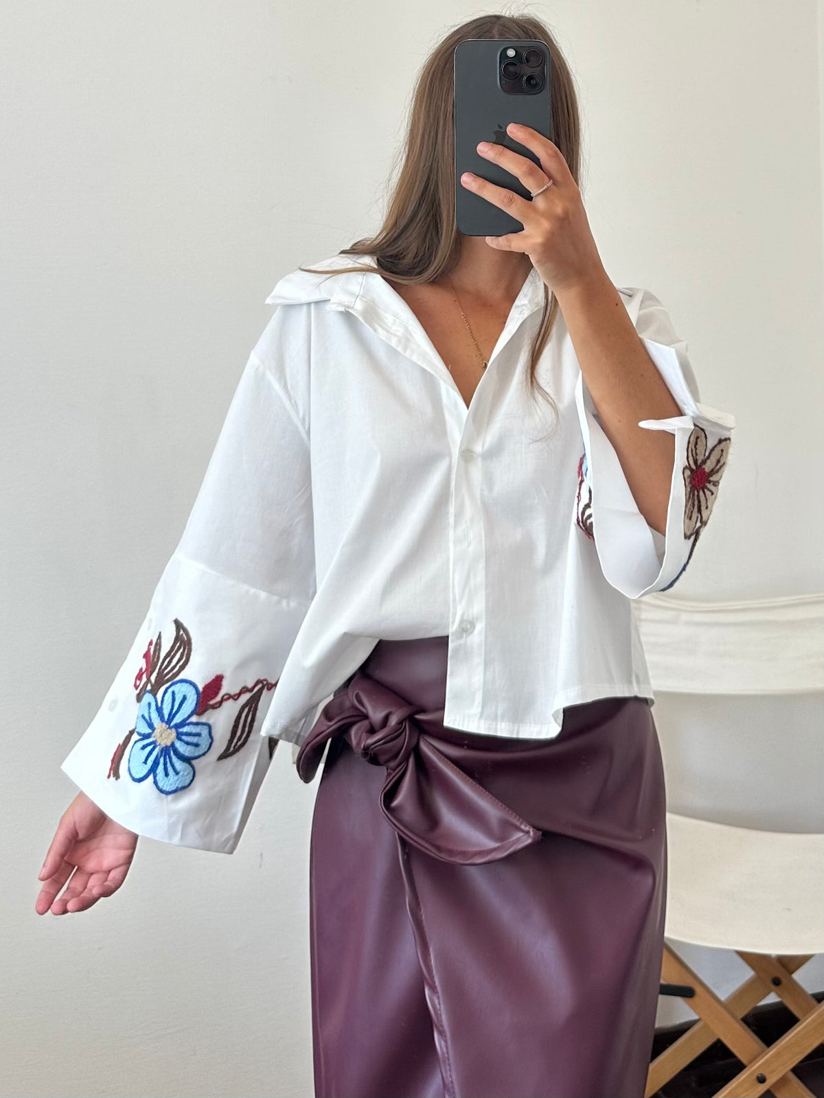 CAMICIA RICAMATA in COTONE BIANCA