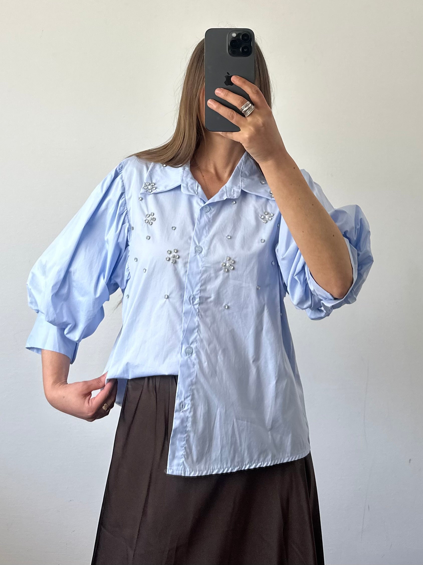 Camicia Swarovski azzurra