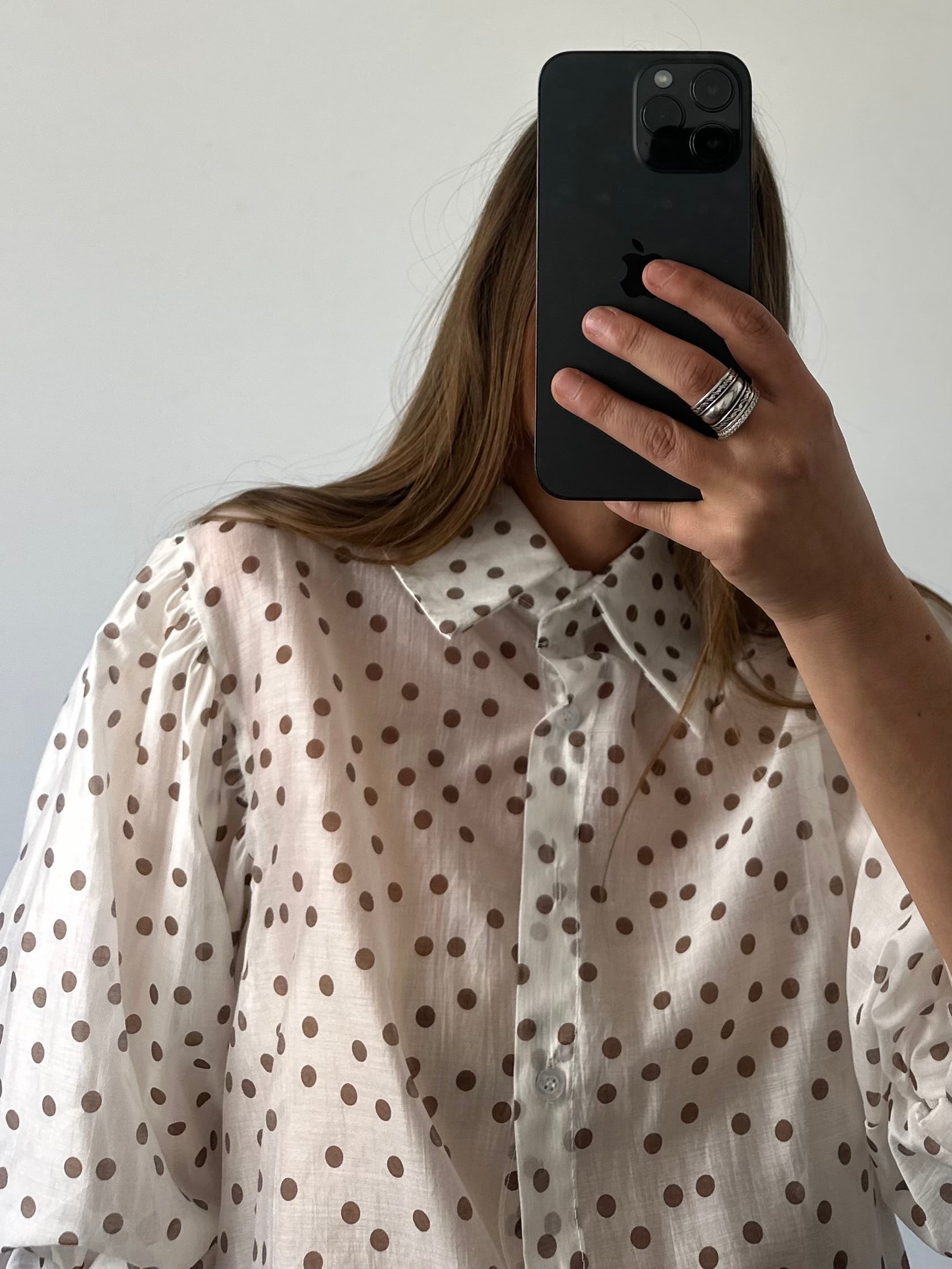 CAMICIA velata a pois Bianca