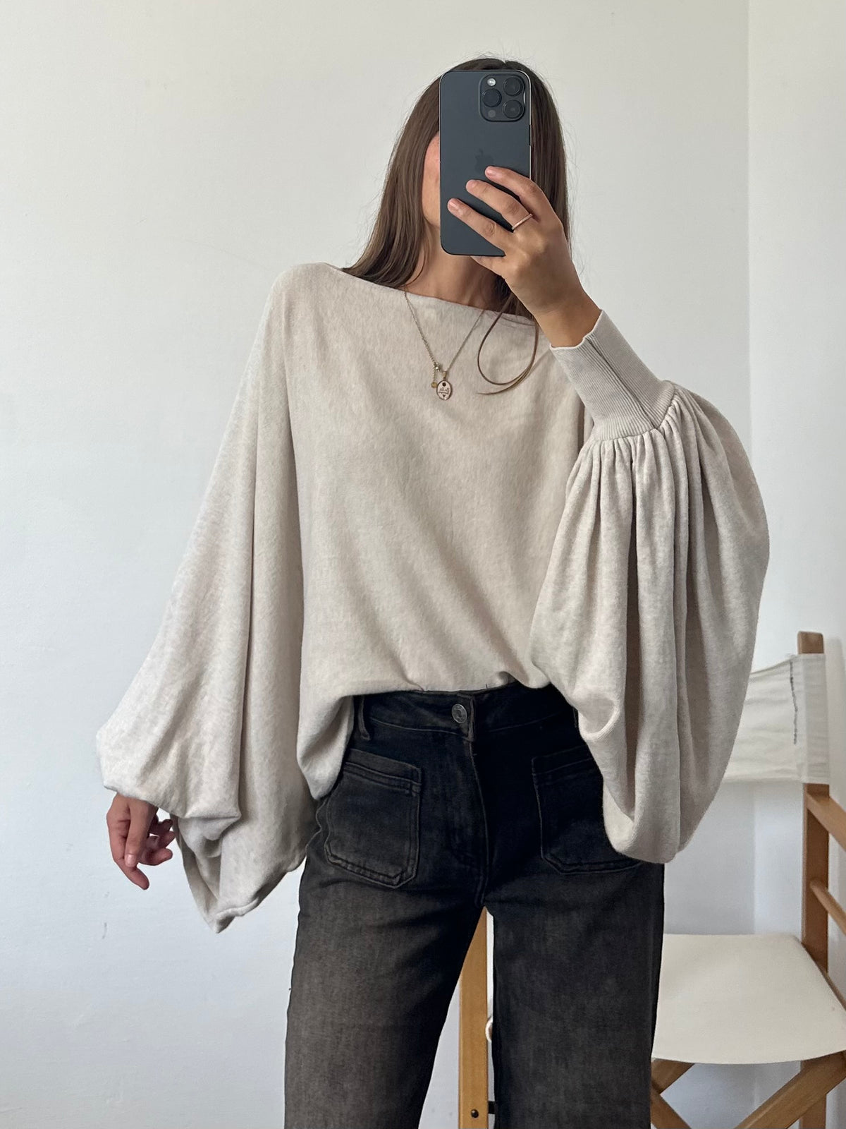 MAGLIA BALLOON in morbida viscosa BEIGE