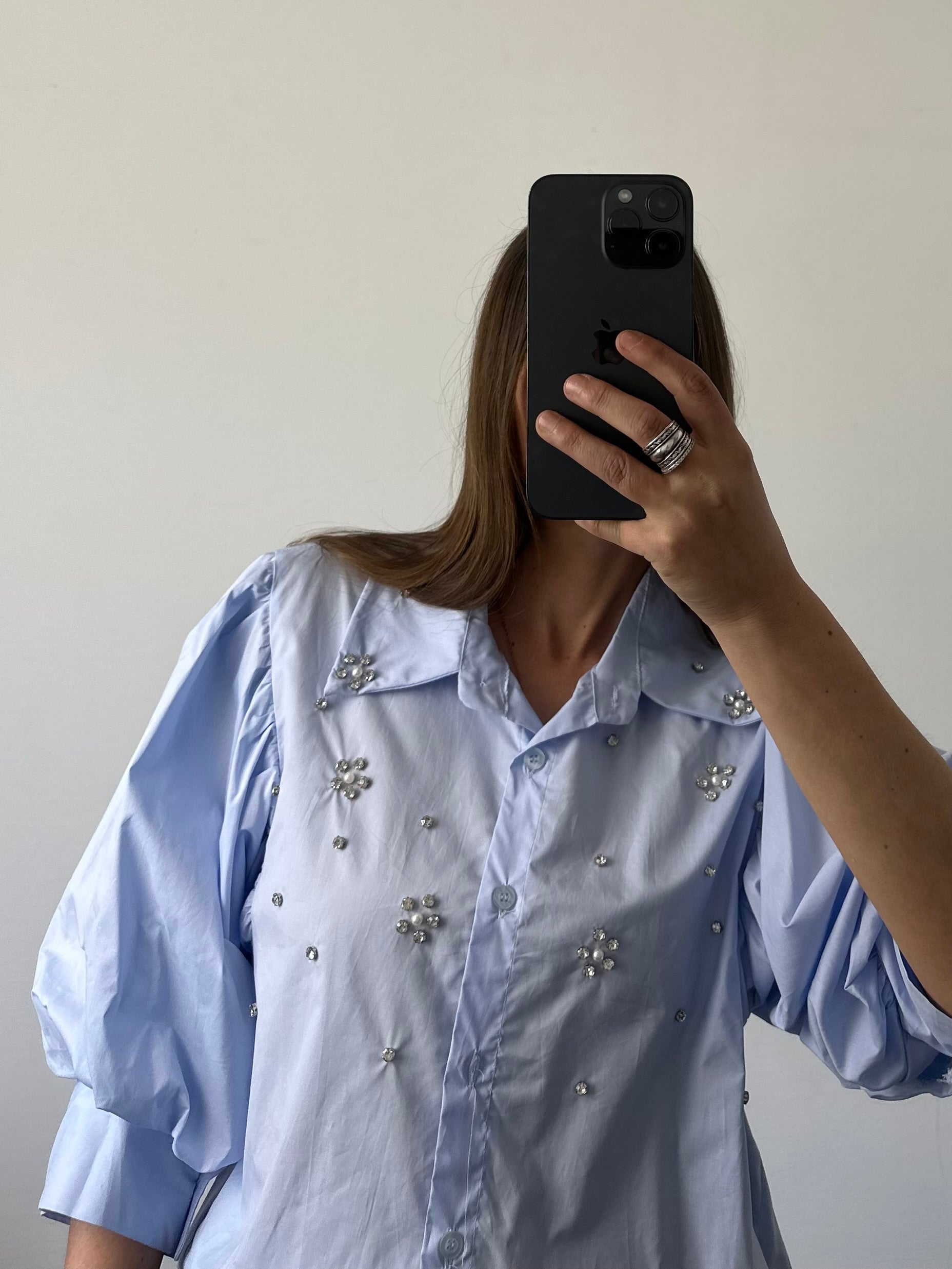 Camicia Swarovski azzurra