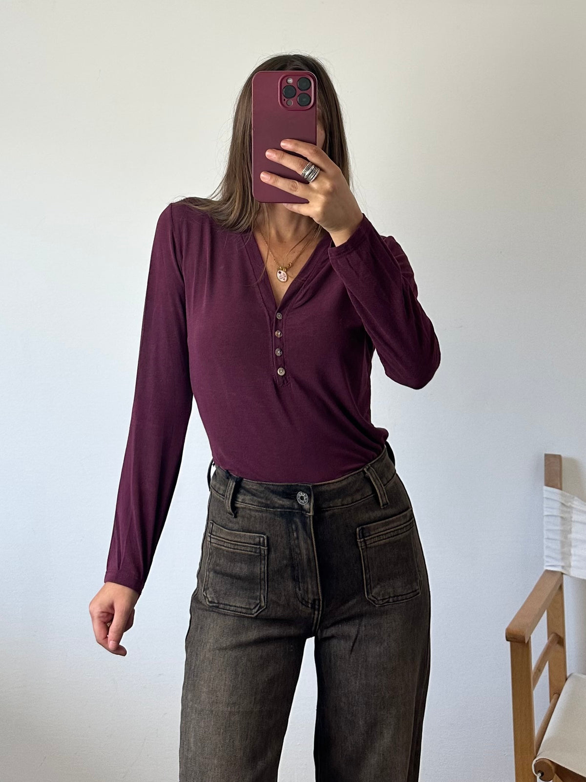 MAGLIA misto CASHMERE con bottoni BORDEAUX