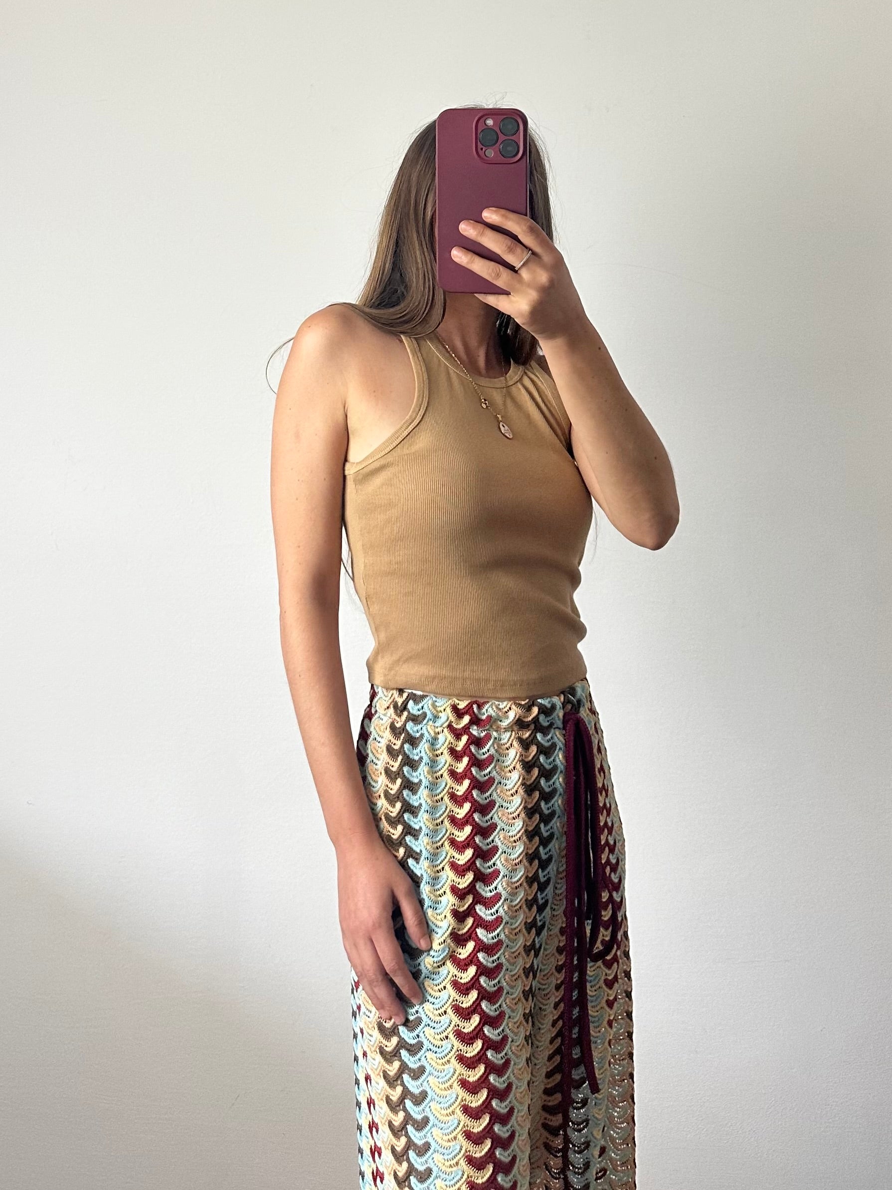 Top in cotone cammello