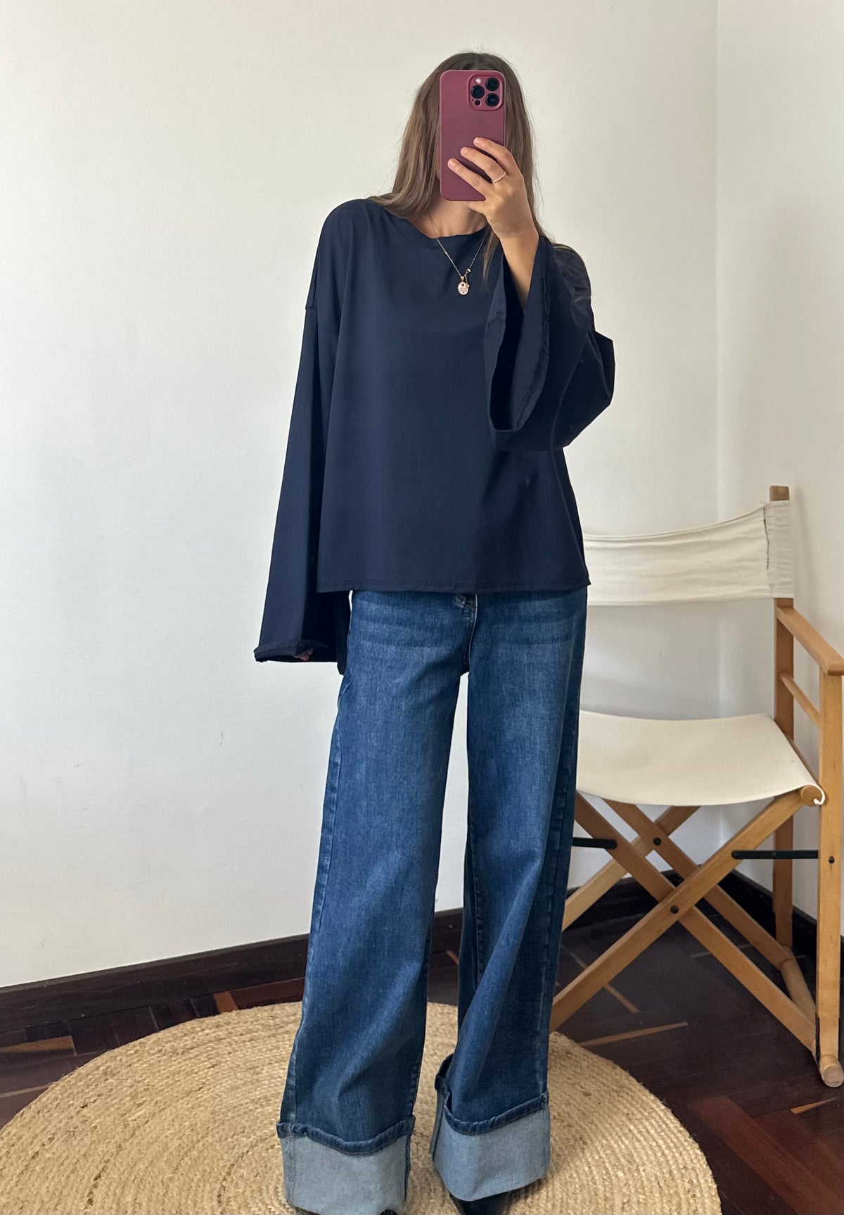 MAGLIA COTONE manica larga BLU