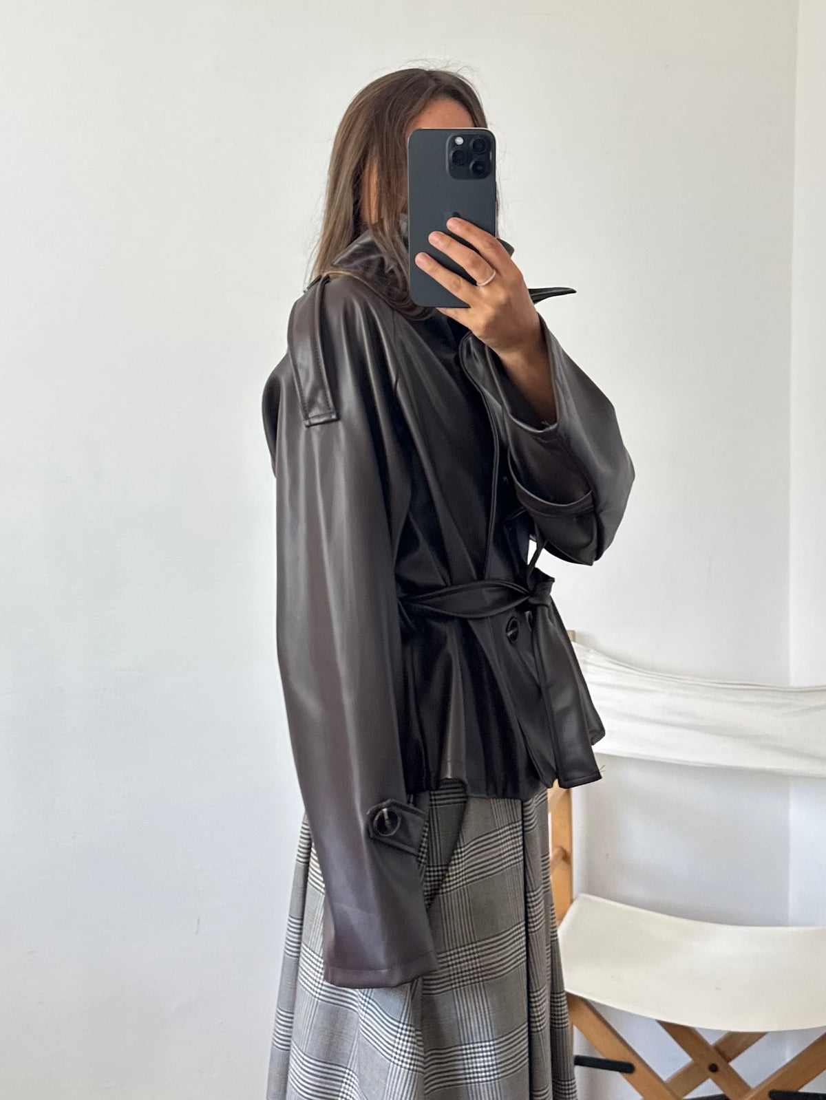 TRENCH in ecopelle CIOCCOLATO