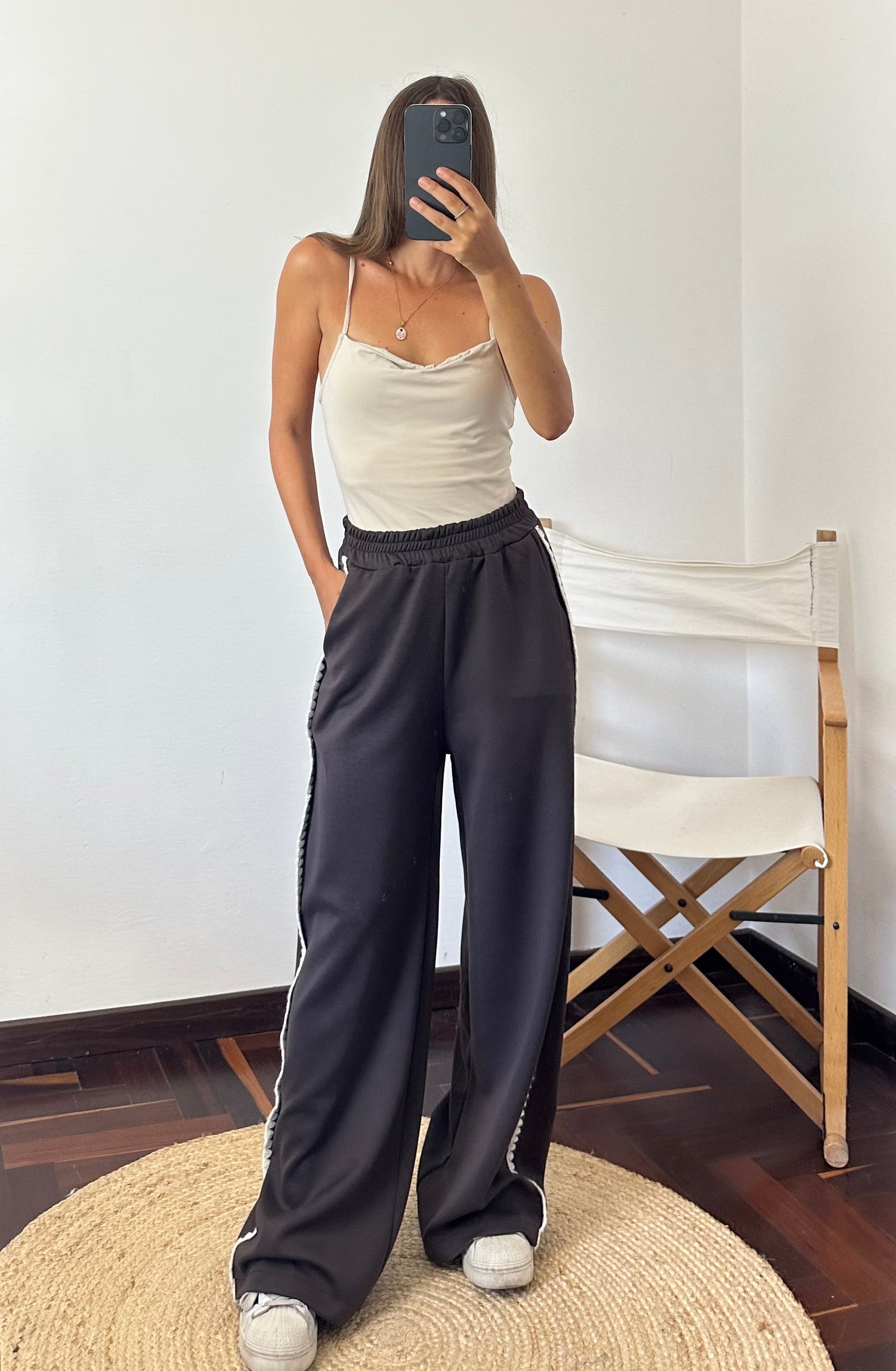 PANTALONE RICAMO PUNTO MILANO CIOCCOLATO