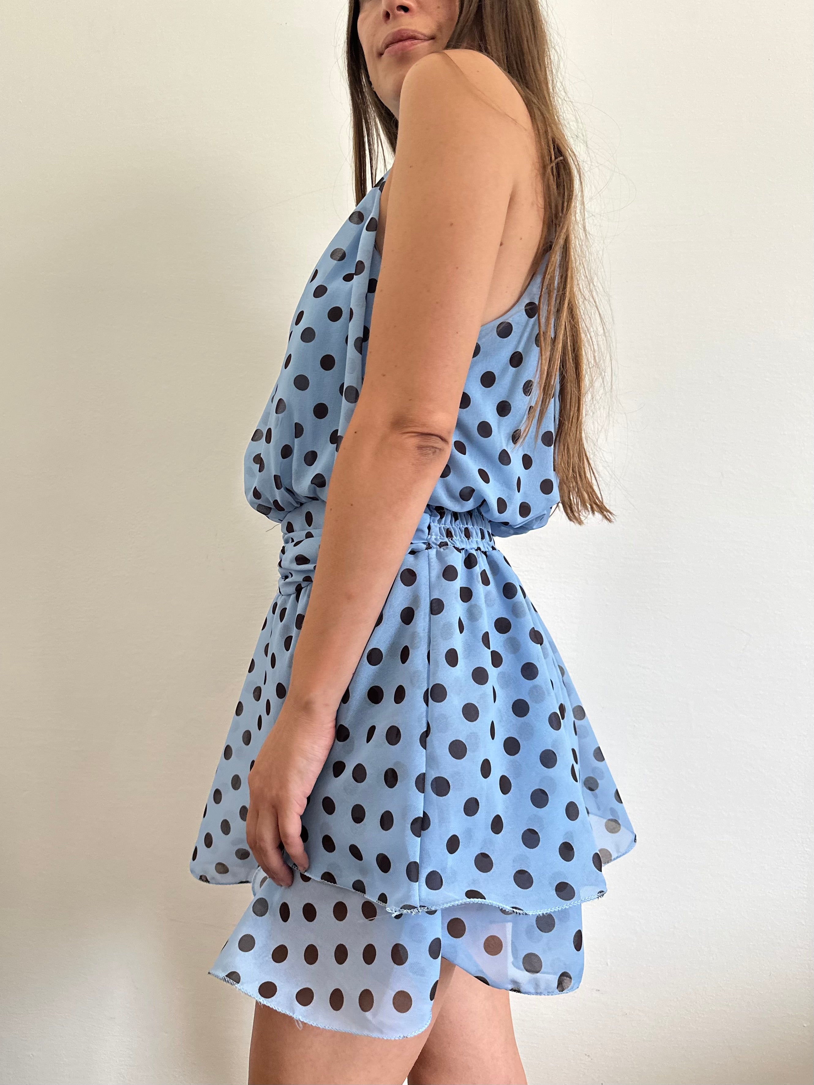 ABITO Pois SCOLLO ALL’AMERICANA azzurro-marrone