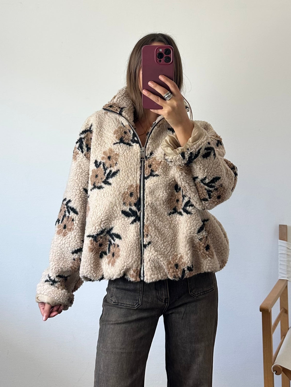 GIACCA PILE FIORE BEIGE