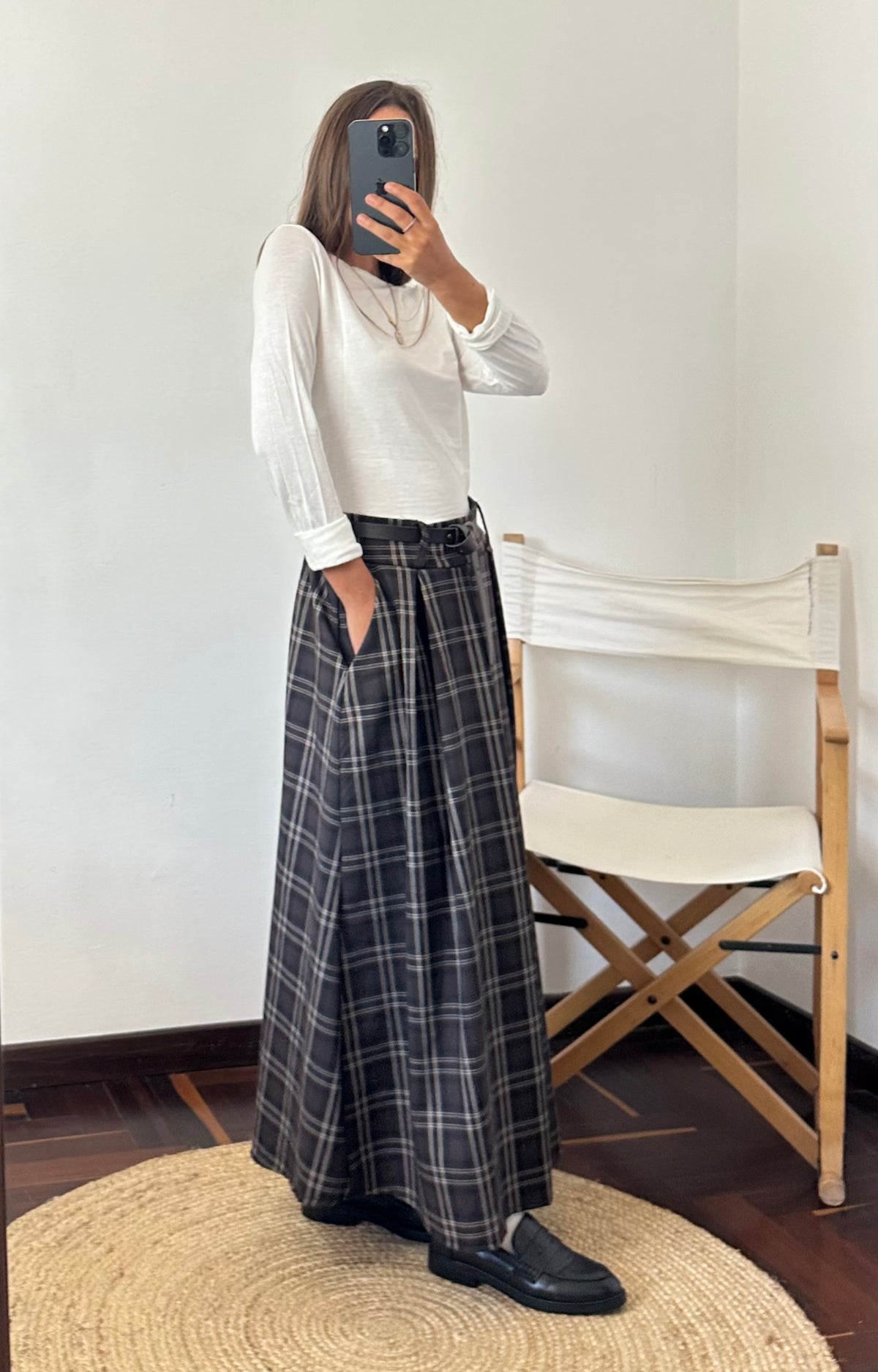 GONNA MIDI TARTAN MARRONE