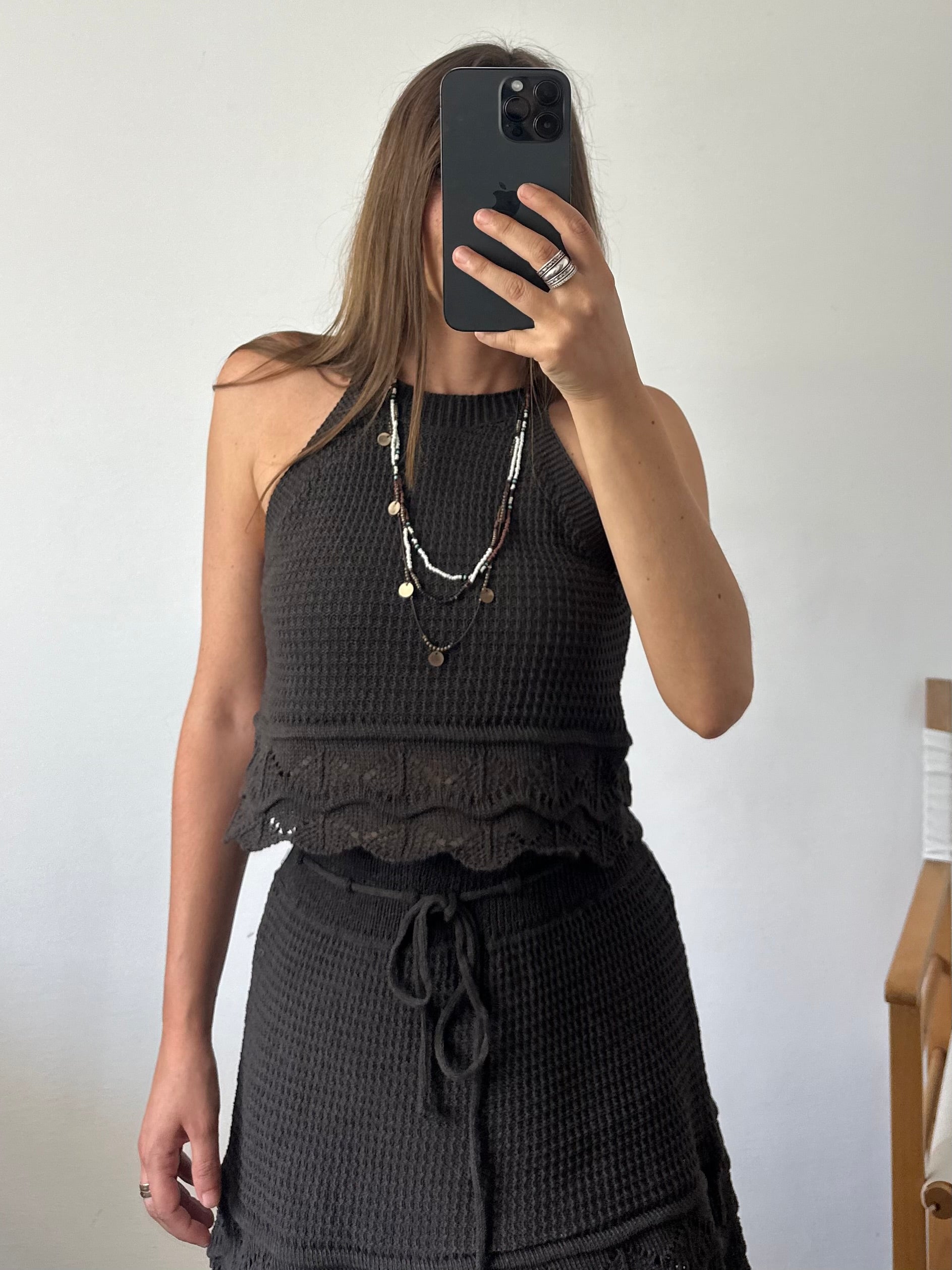 COORDINATO crochet marrone