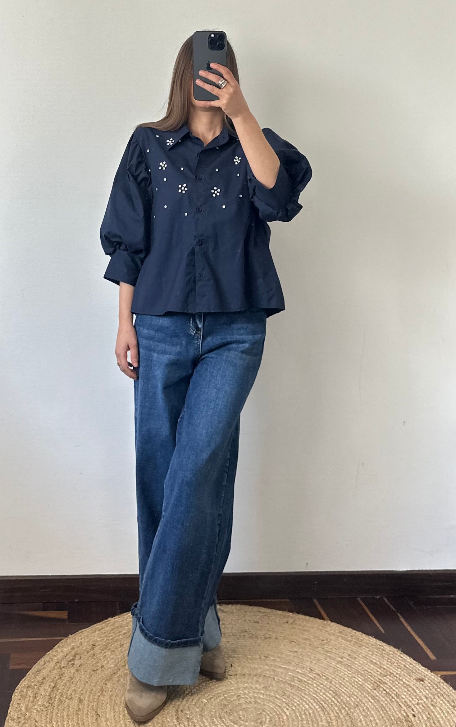 JEANS BLU con risvolto