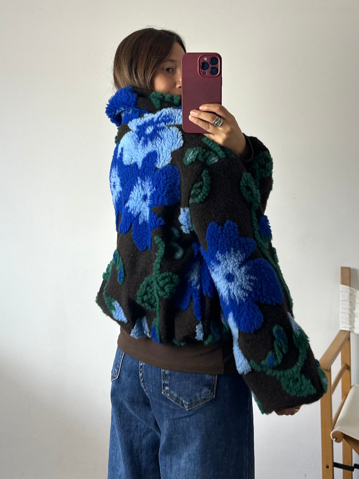 GIACCA PILE FIORE in RILIEVO BLU