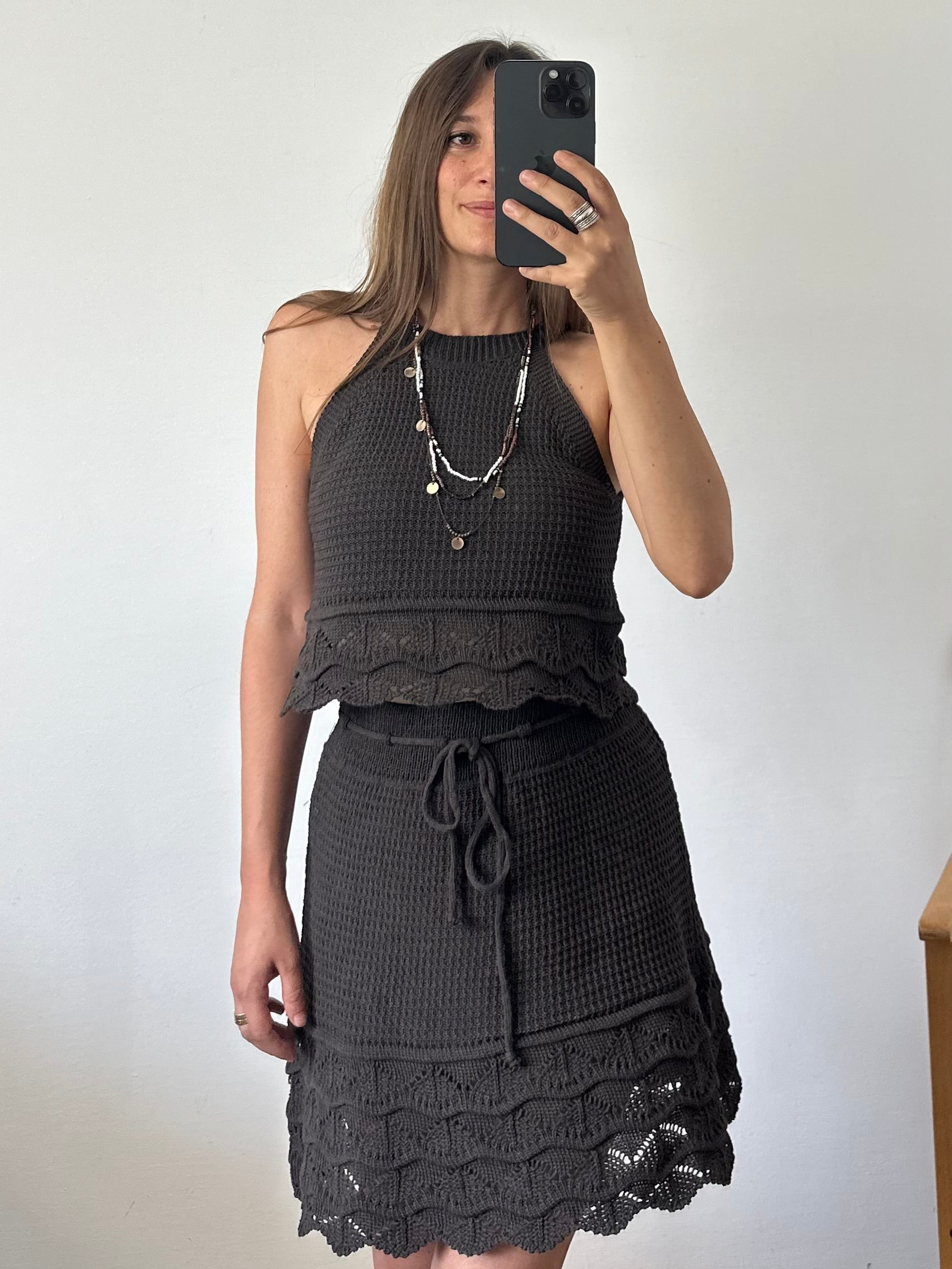 COORDINATO crochet marrone