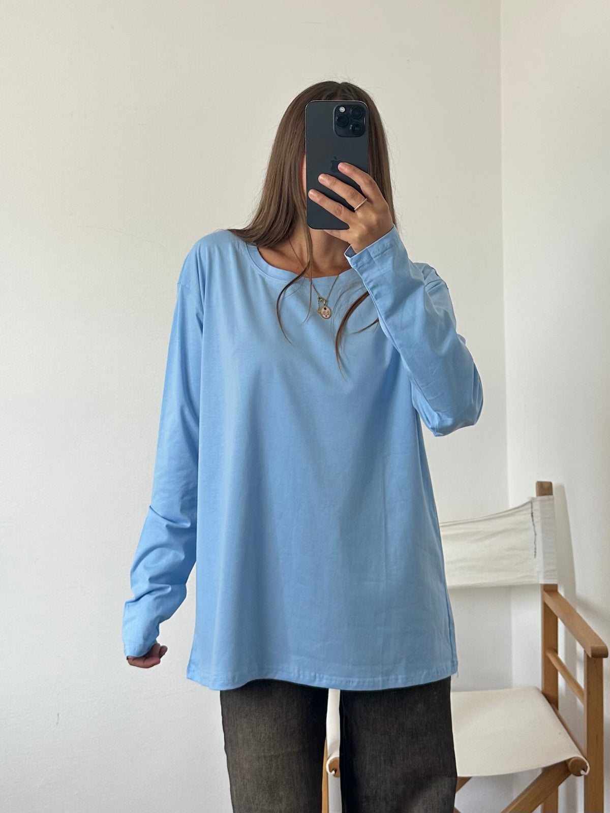 MAGLIA in COTONE AZZURRA