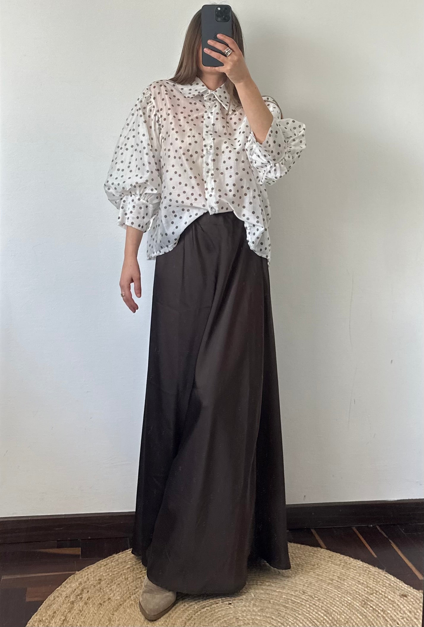 CAMICIA velata a pois Bianca