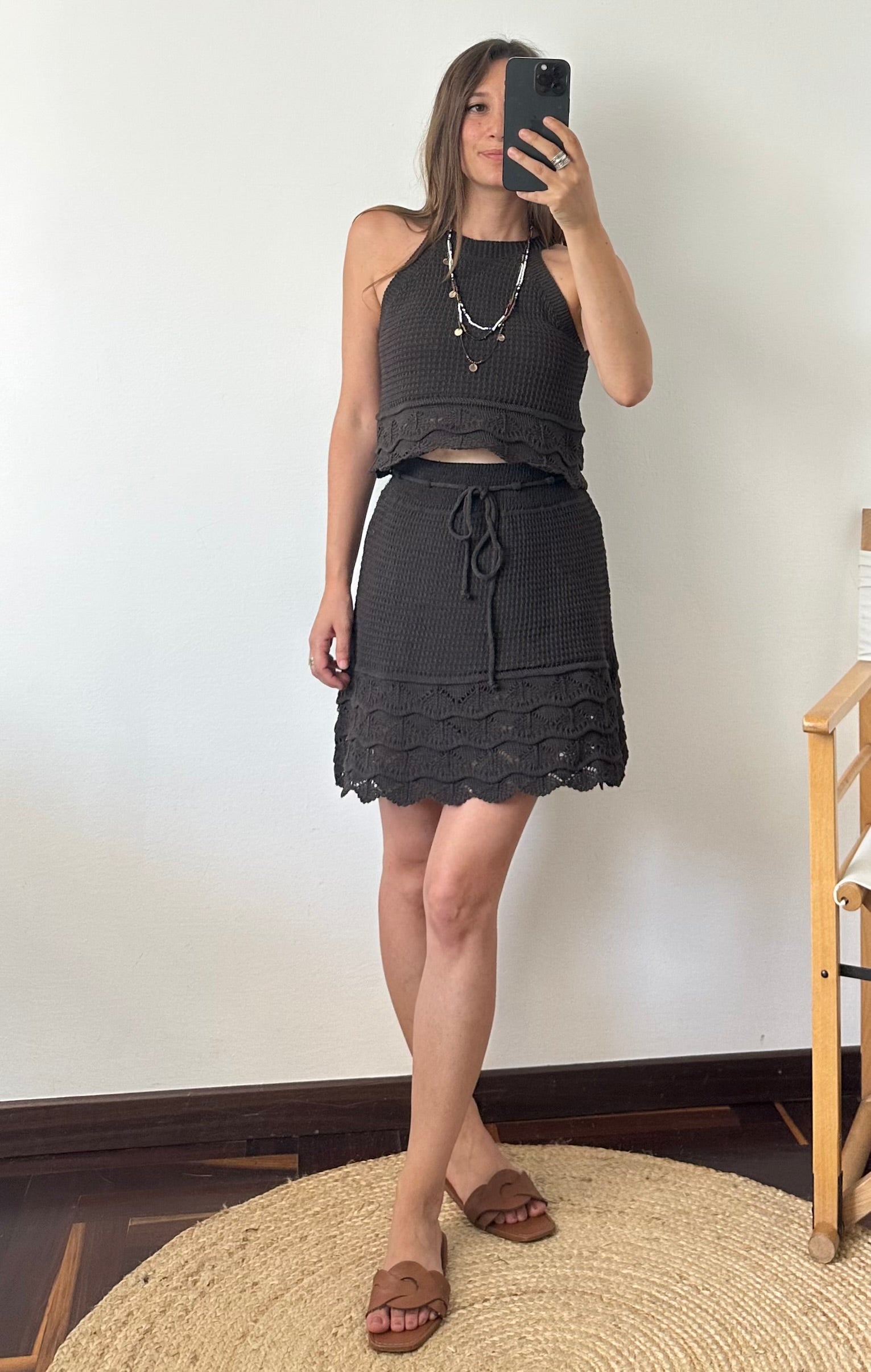 COORDINATO crochet marrone