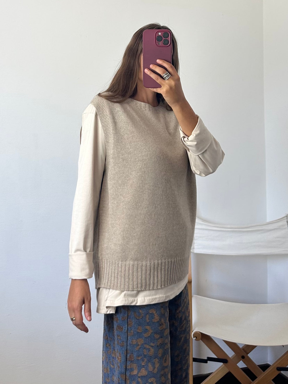 Gilet in misto cashmere BEIGE