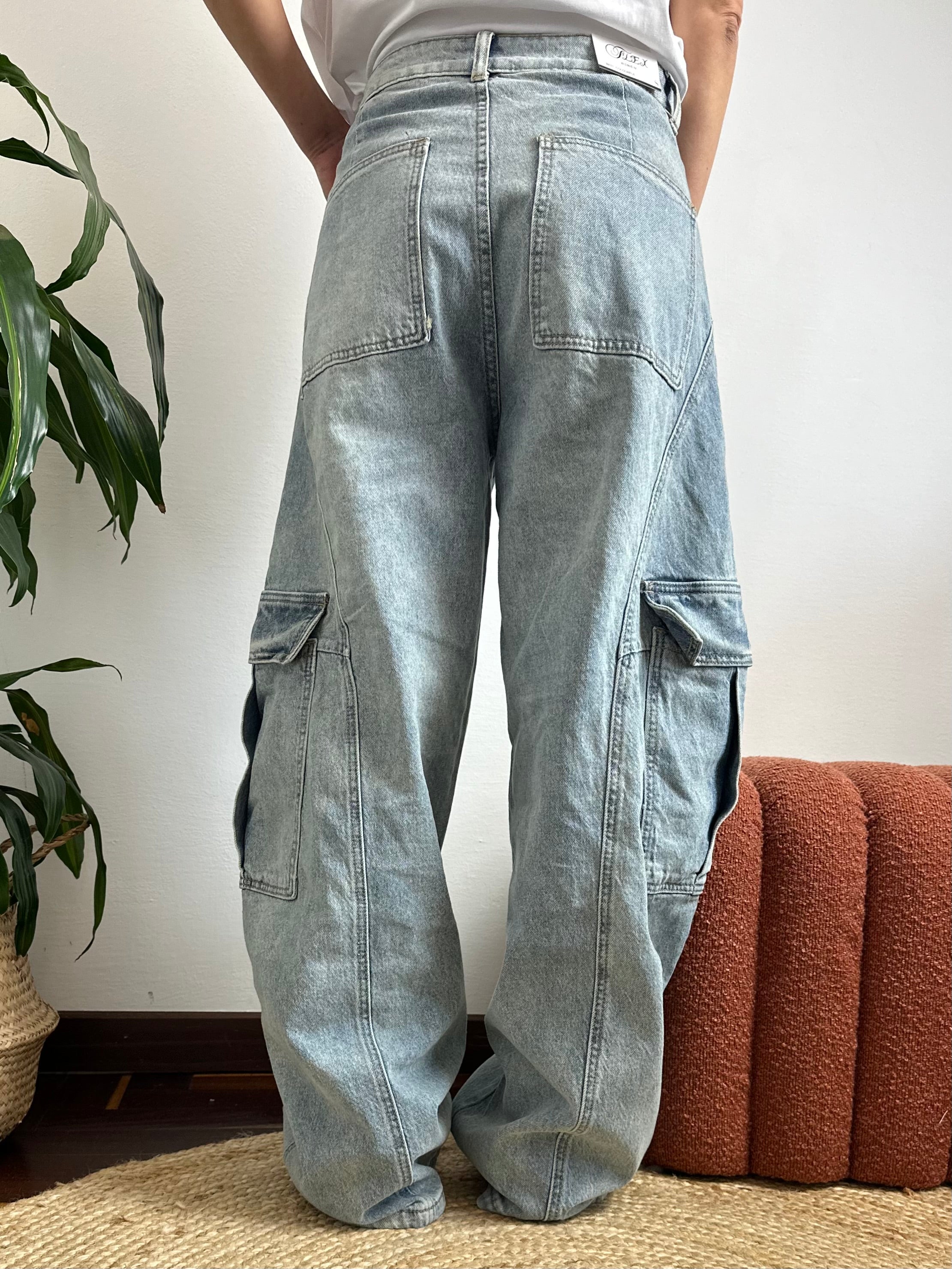 JEANS BARREL CARGO lavaggio light