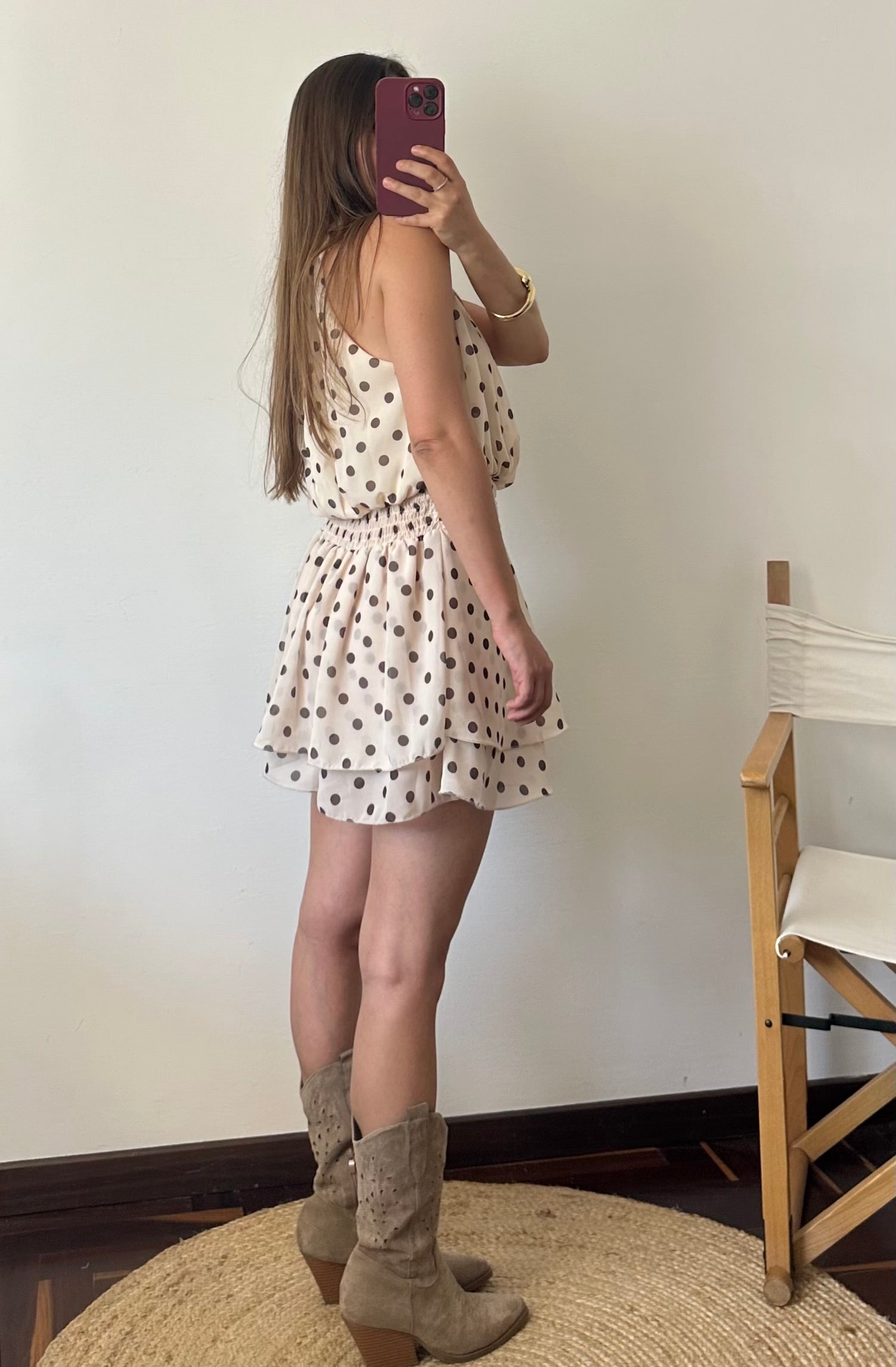 ABITO Pois SCOLLO ALL’AMERICANA panna-marrone