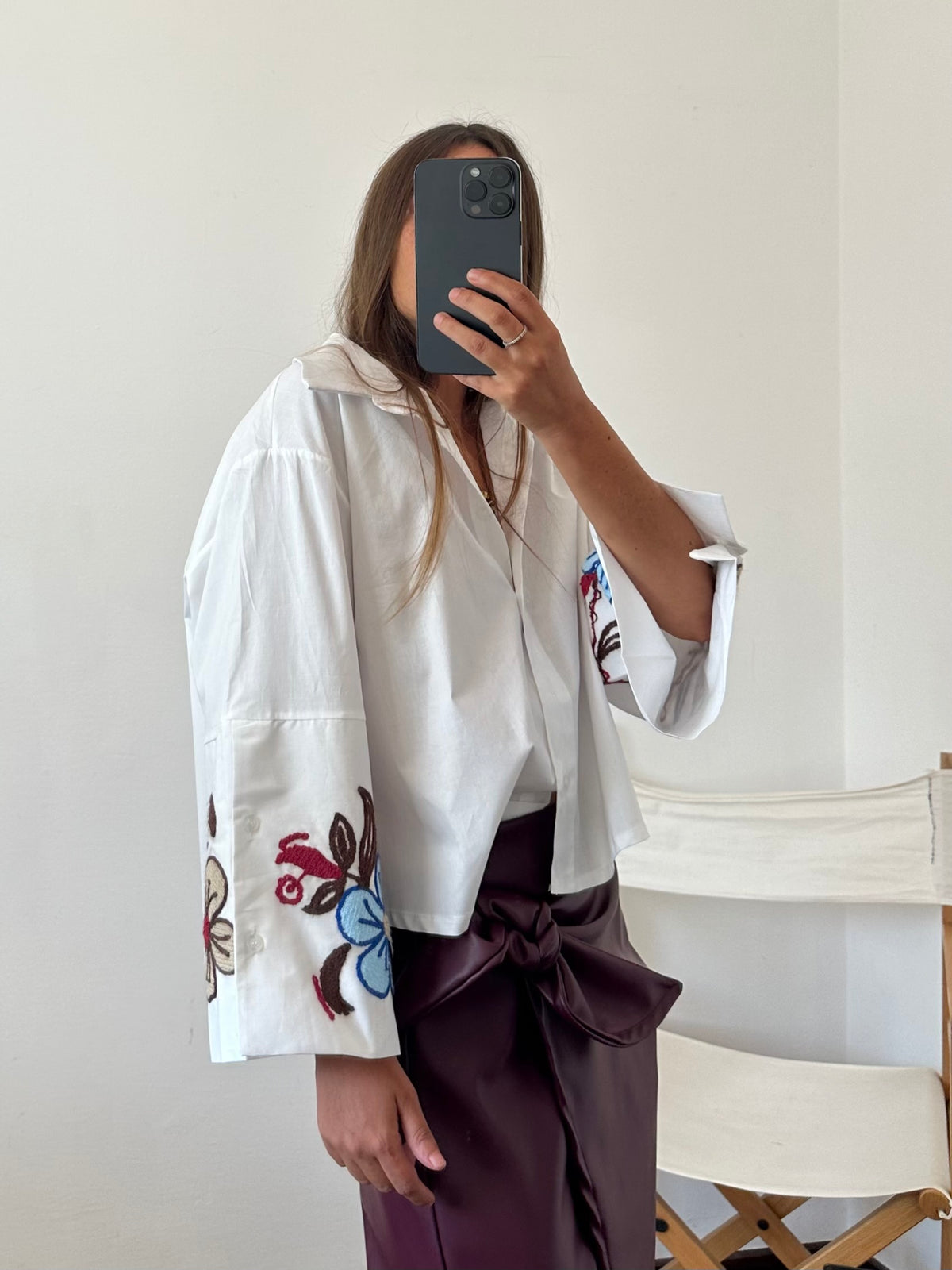 CAMICIA RICAMATA in COTONE BIANCA