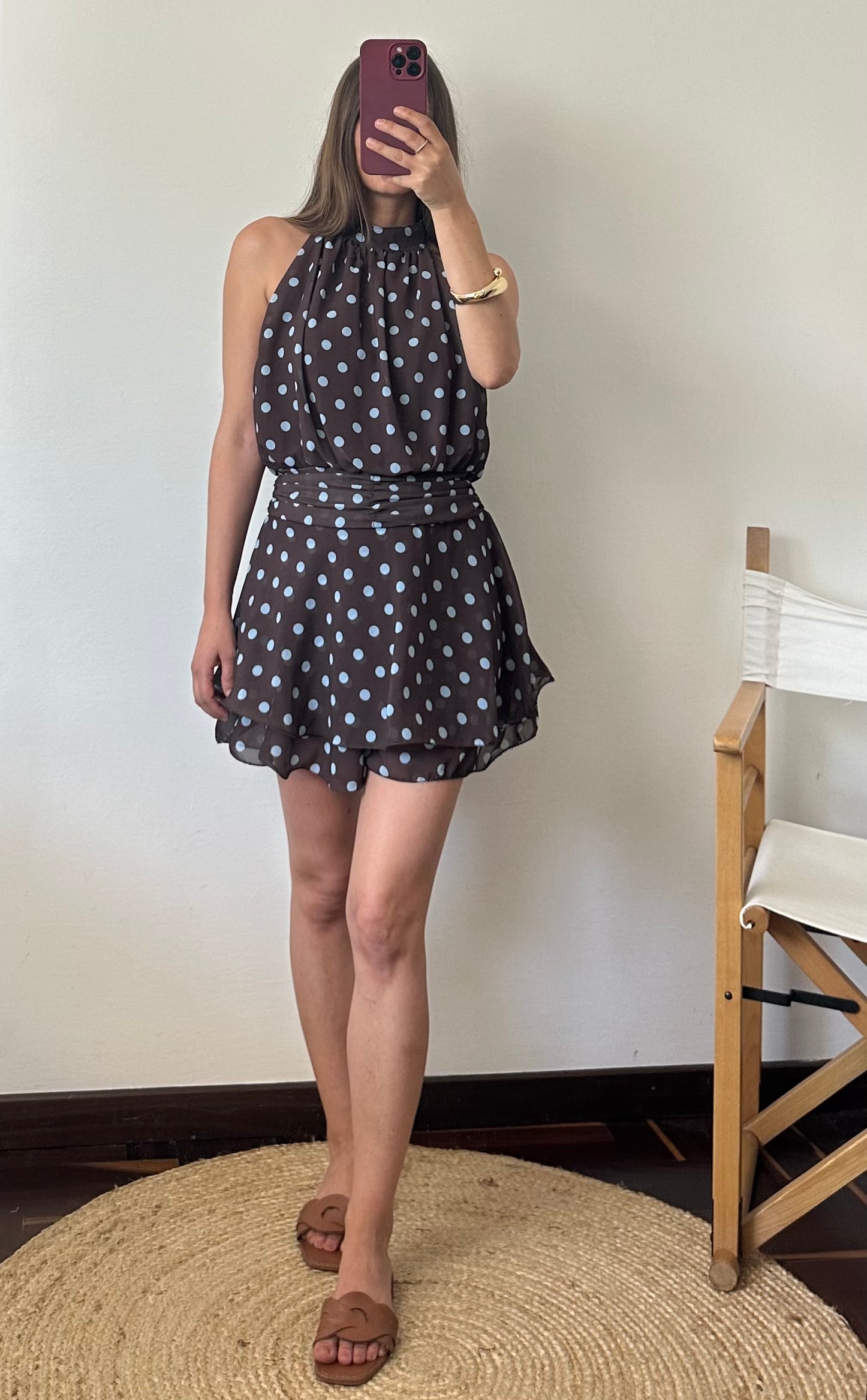 ABITO Pois SCOLLO ALL’AMERICANA marrone-azzurro