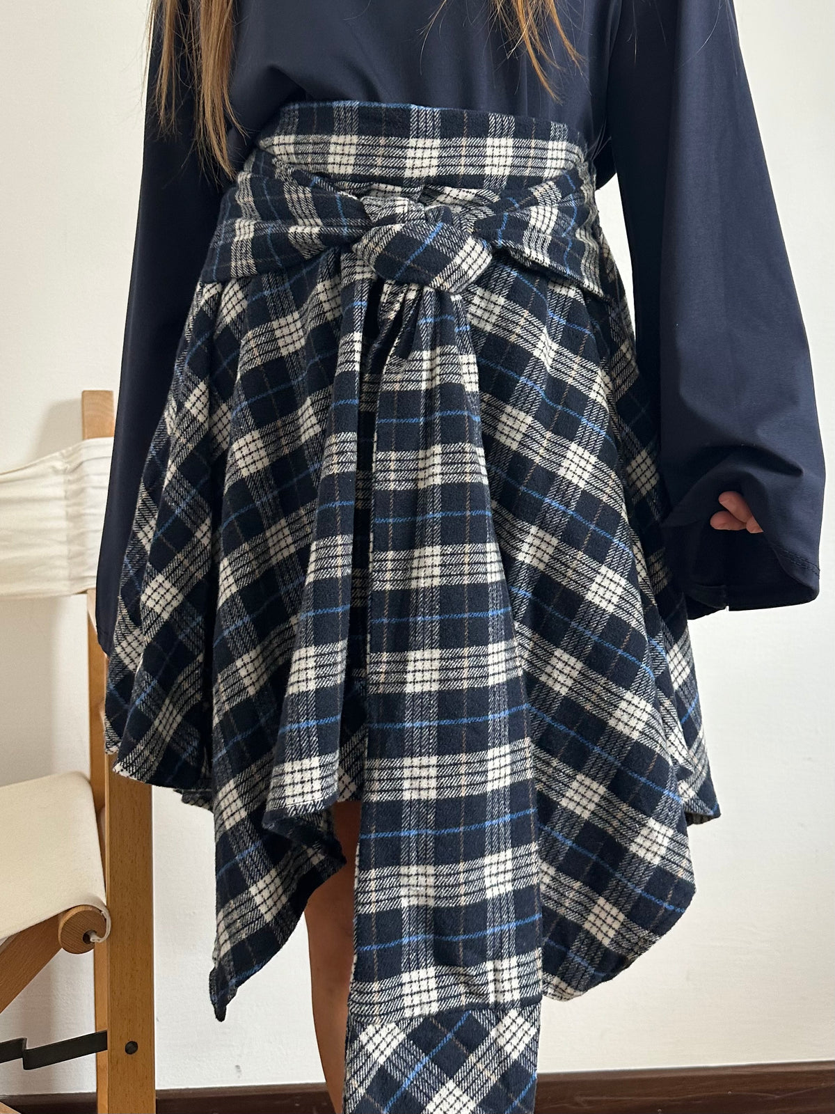 GONNA CAMICIA in cotone TARTAN BLU